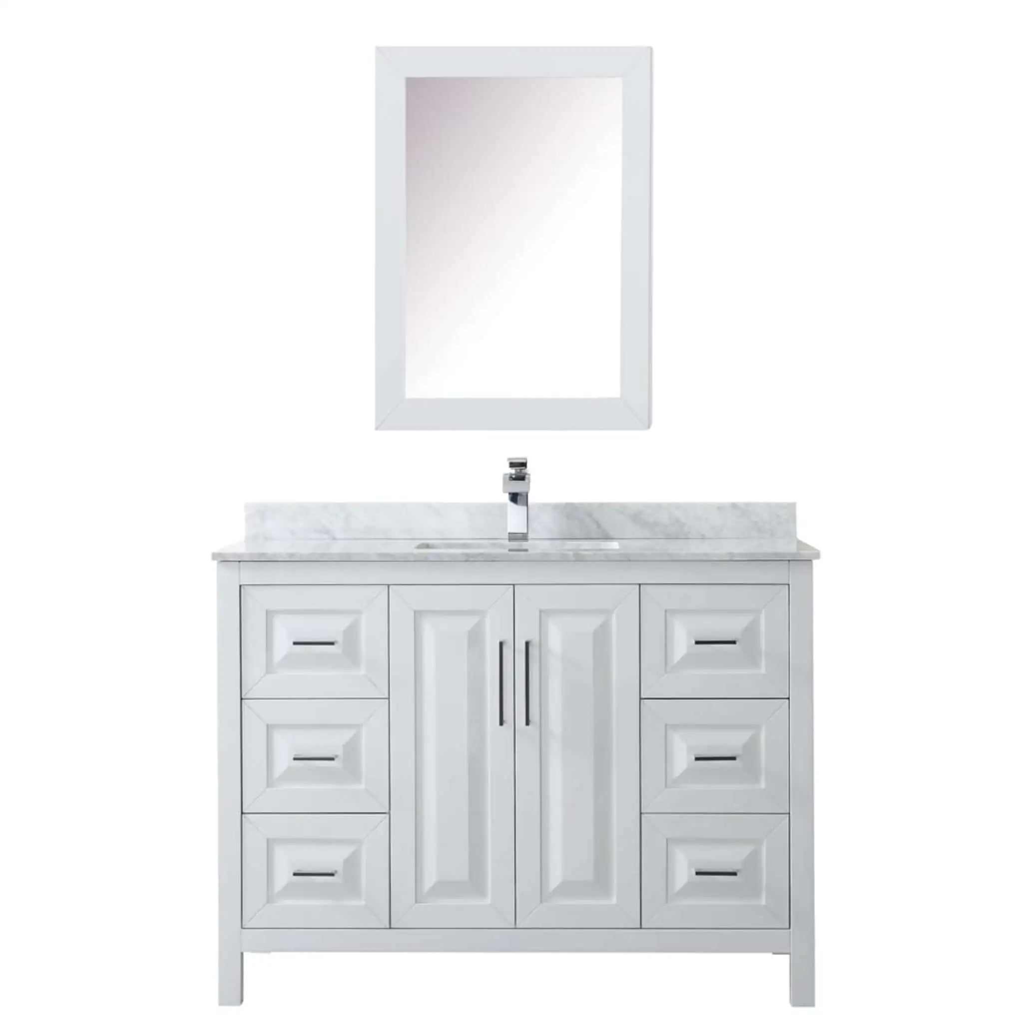 48" Daria Single Bathroom Vanity in White with Polished Chrome Trim & Medicine Cabinet by Wyndham