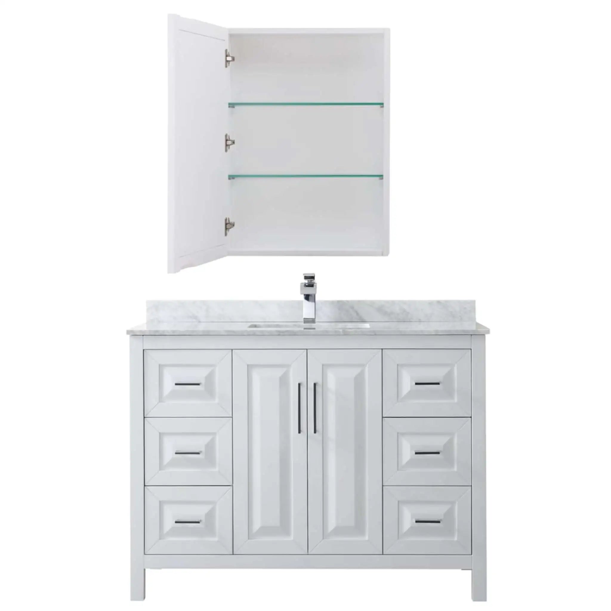 48" Daria Single Bathroom Vanity in White with Polished Chrome Trim & Medicine Cabinet by Wyndham
