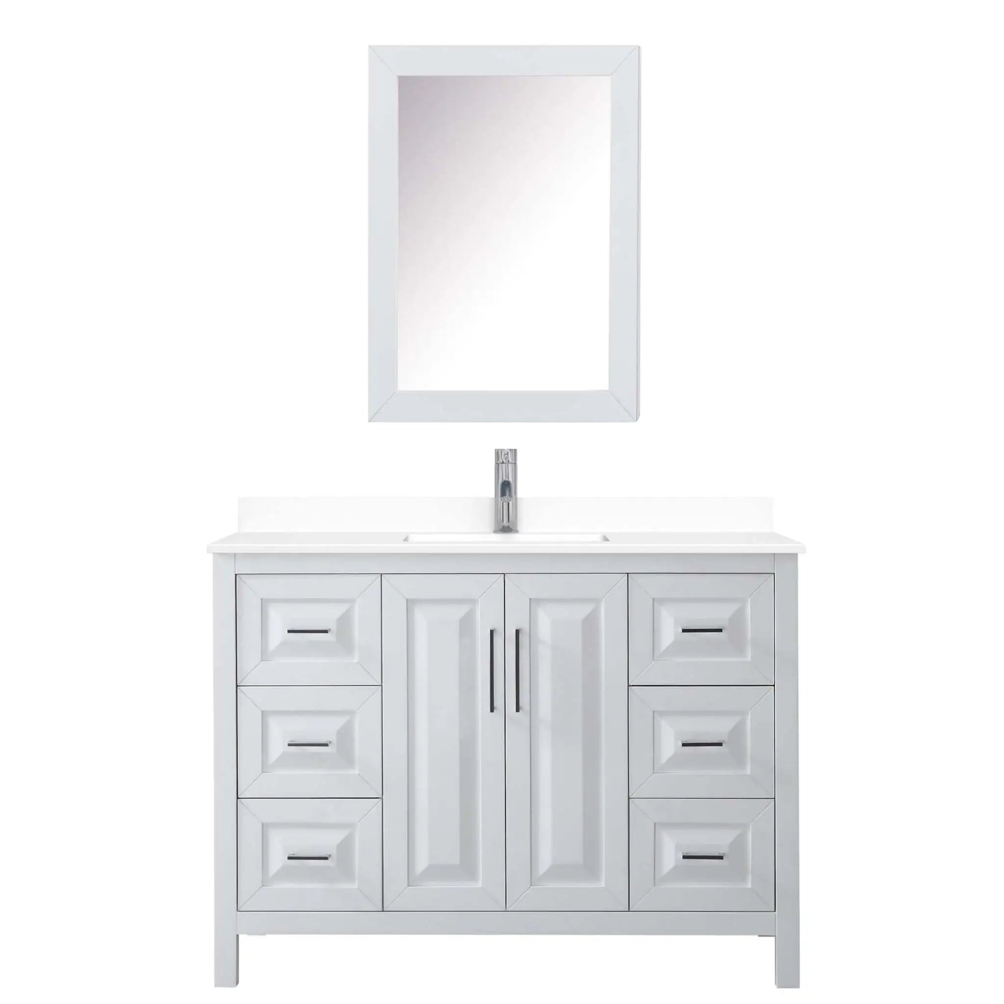 48" Daria Single Bathroom Vanity in White with Polished Chrome Trim & Medicine Cabinet by Wyndham