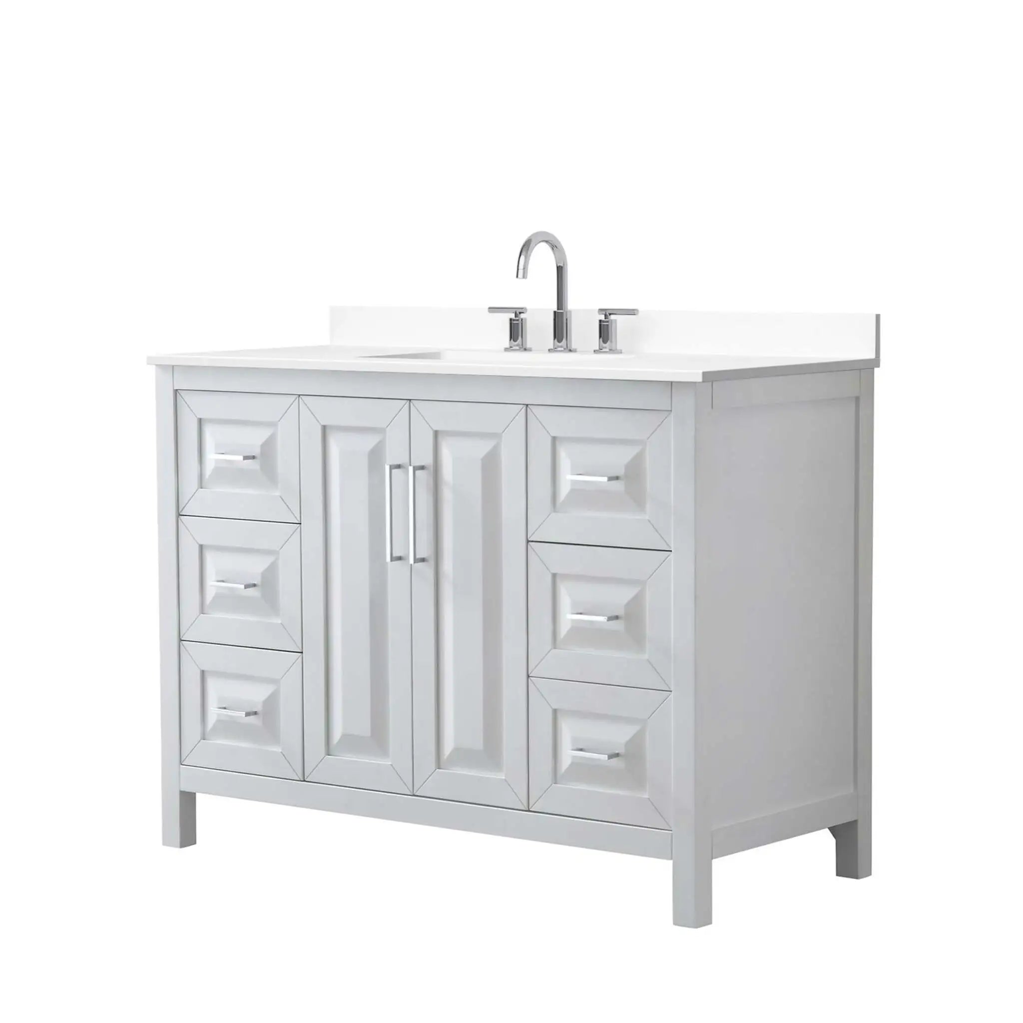 48" Daria Single Bathroom Vanity in White with Polished Chrome Trim by Wyndham