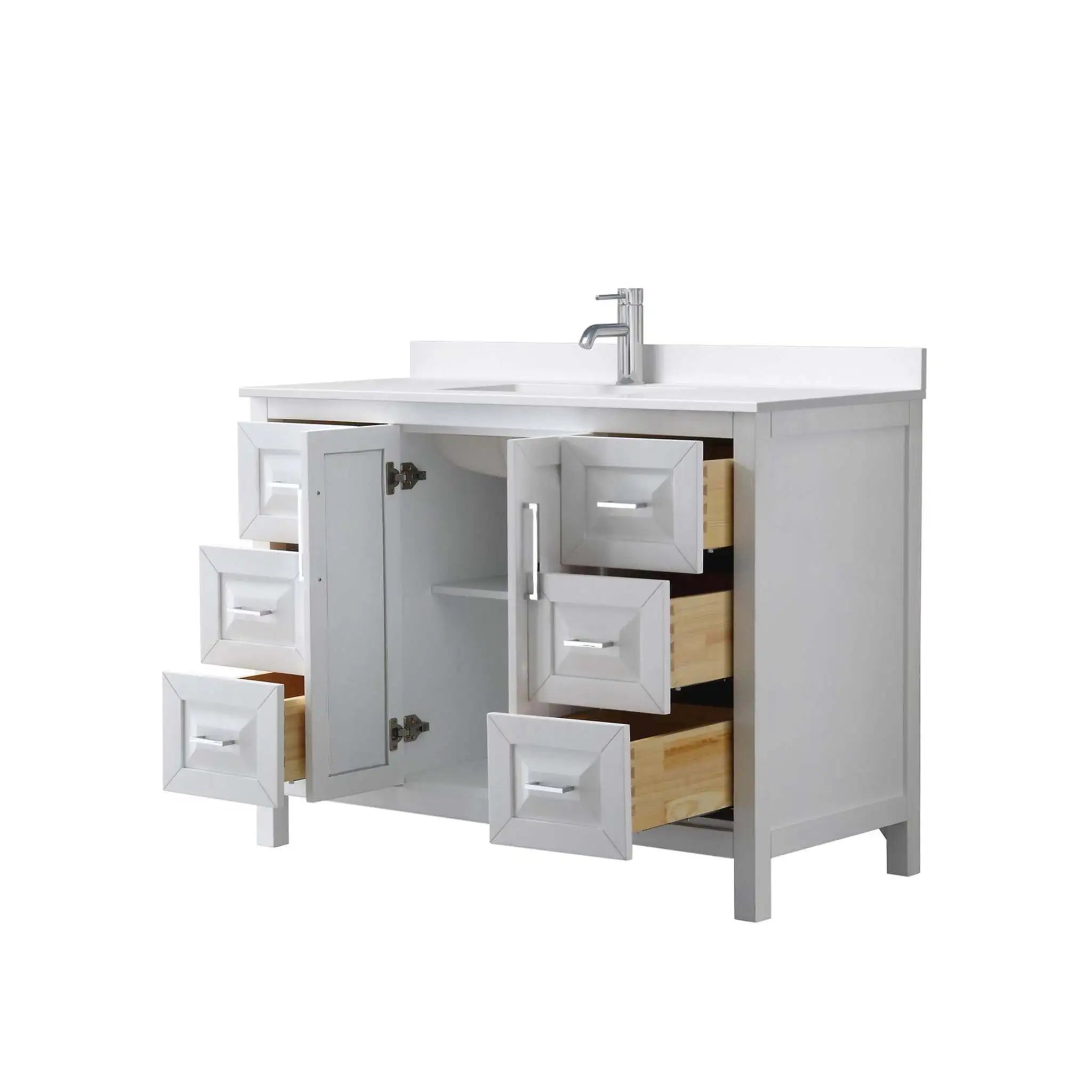 48" Daria Single Bathroom Vanity in White with Polished Chrome Trim by Wyndham