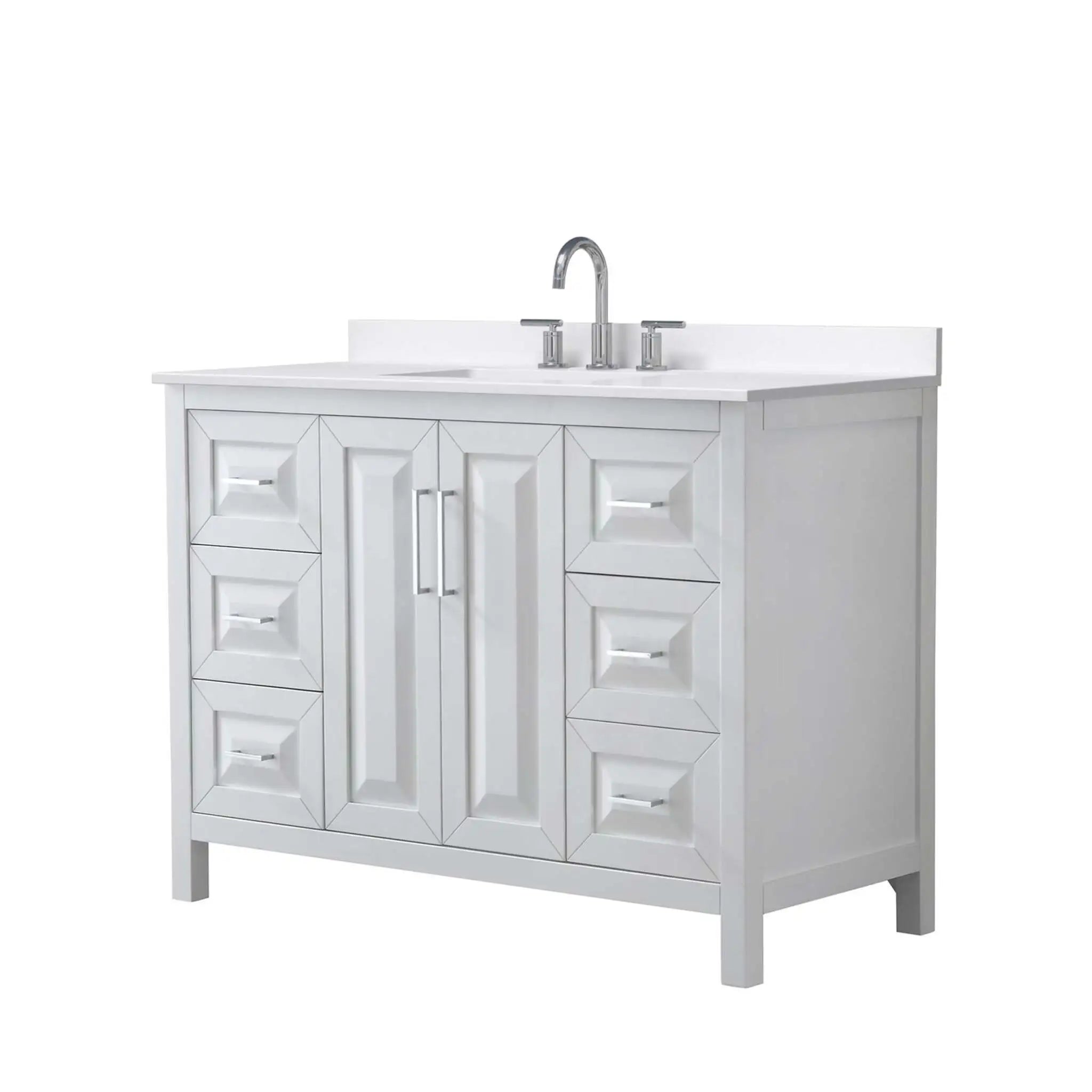 48" Daria Single Bathroom Vanity in White with Polished Chrome Trim by Wyndham
