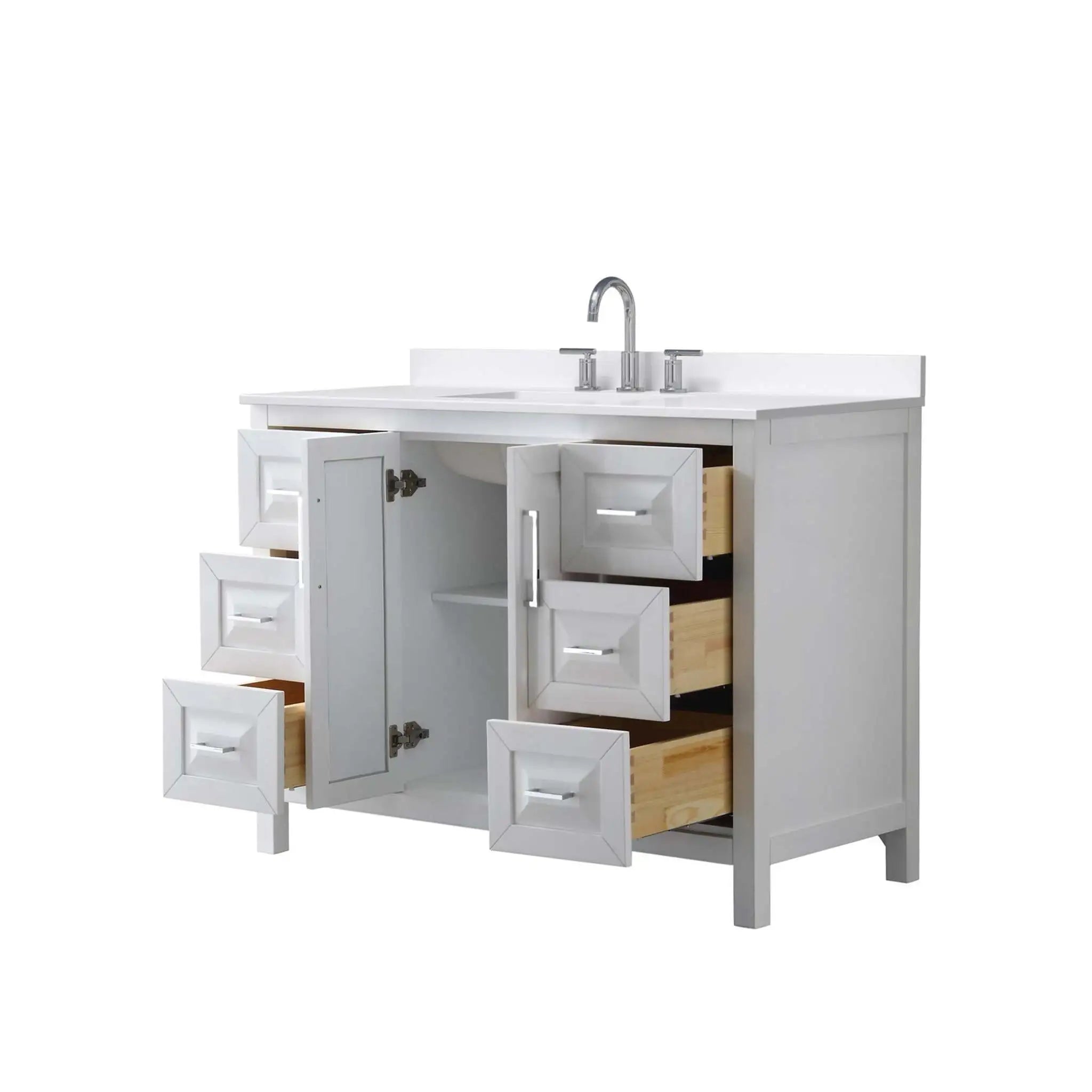 48" Daria Single Bathroom Vanity in White with Polished Chrome Trim by Wyndham