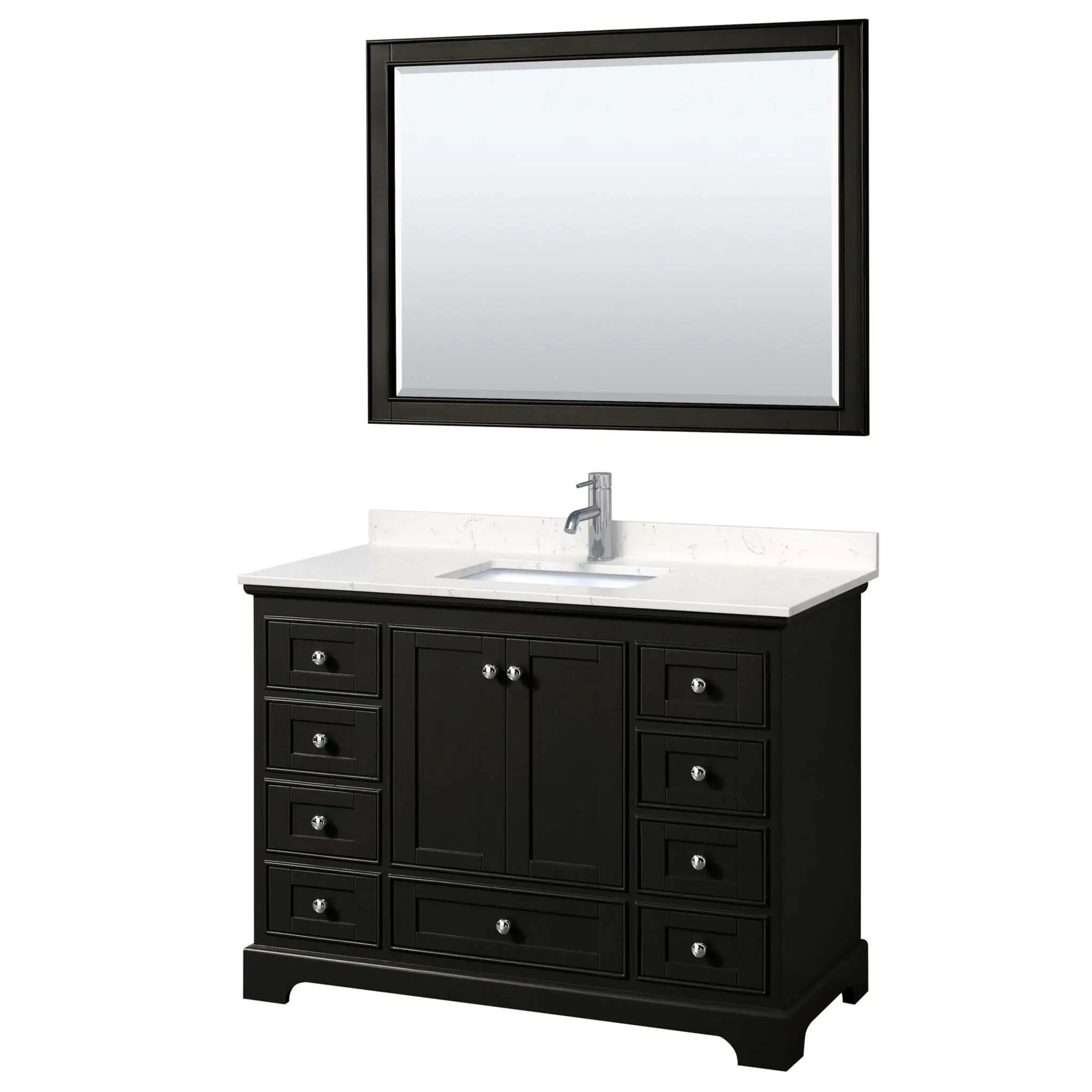 48" Deborah Single Bathroom Vanity in Dark Espresso with Polished Chrome Trim & 46" Mirror by Wyndham