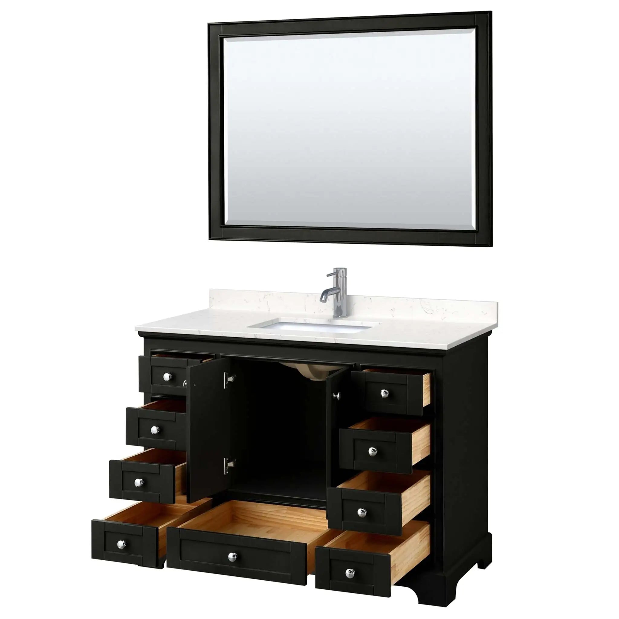 48" Deborah Single Bathroom Vanity in Dark Espresso with Polished Chrome Trim & 46" Mirror by Wyndham