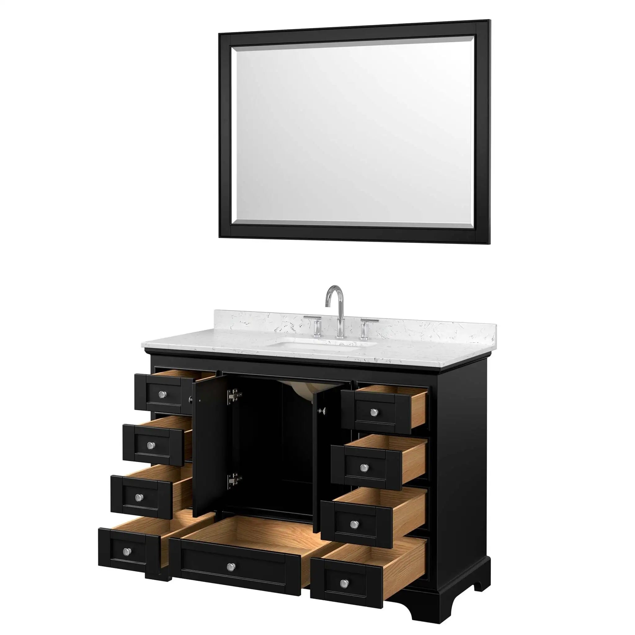 48" Deborah Single Bathroom Vanity in Dark Espresso with Polished Chrome Trim & 46" Mirror by Wyndham