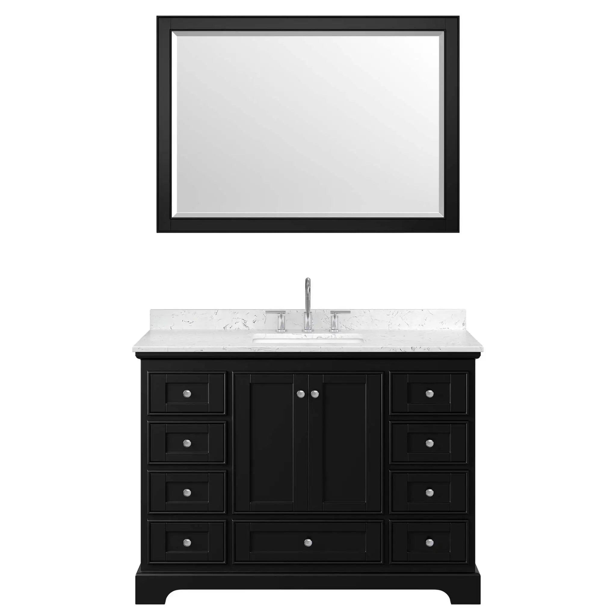 48" Deborah Single Bathroom Vanity in Dark Espresso with Polished Chrome Trim & 46" Mirror by Wyndham