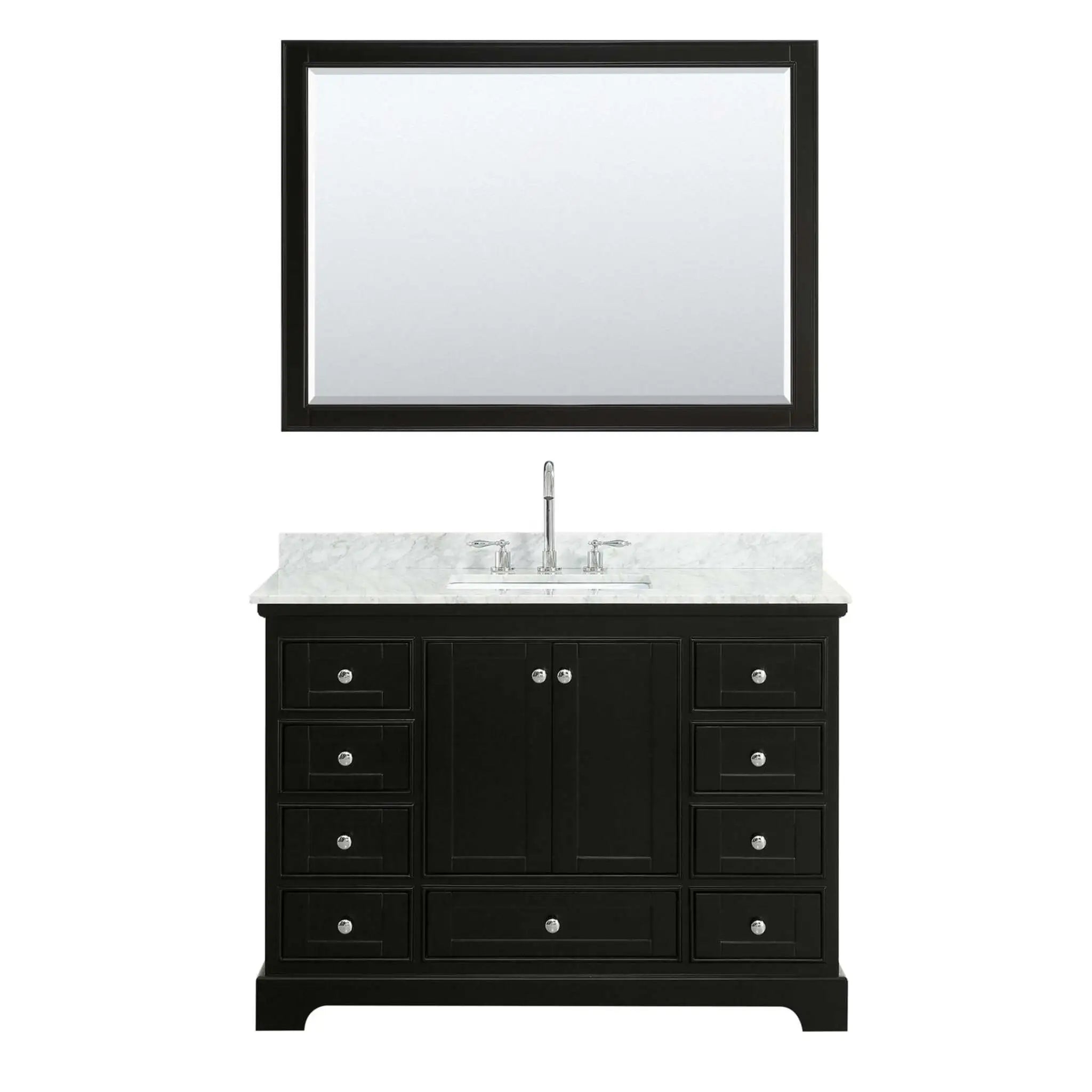 48" Deborah Single Bathroom Vanity in Dark Espresso with Polished Chrome Trim & 46" Mirror by Wyndham