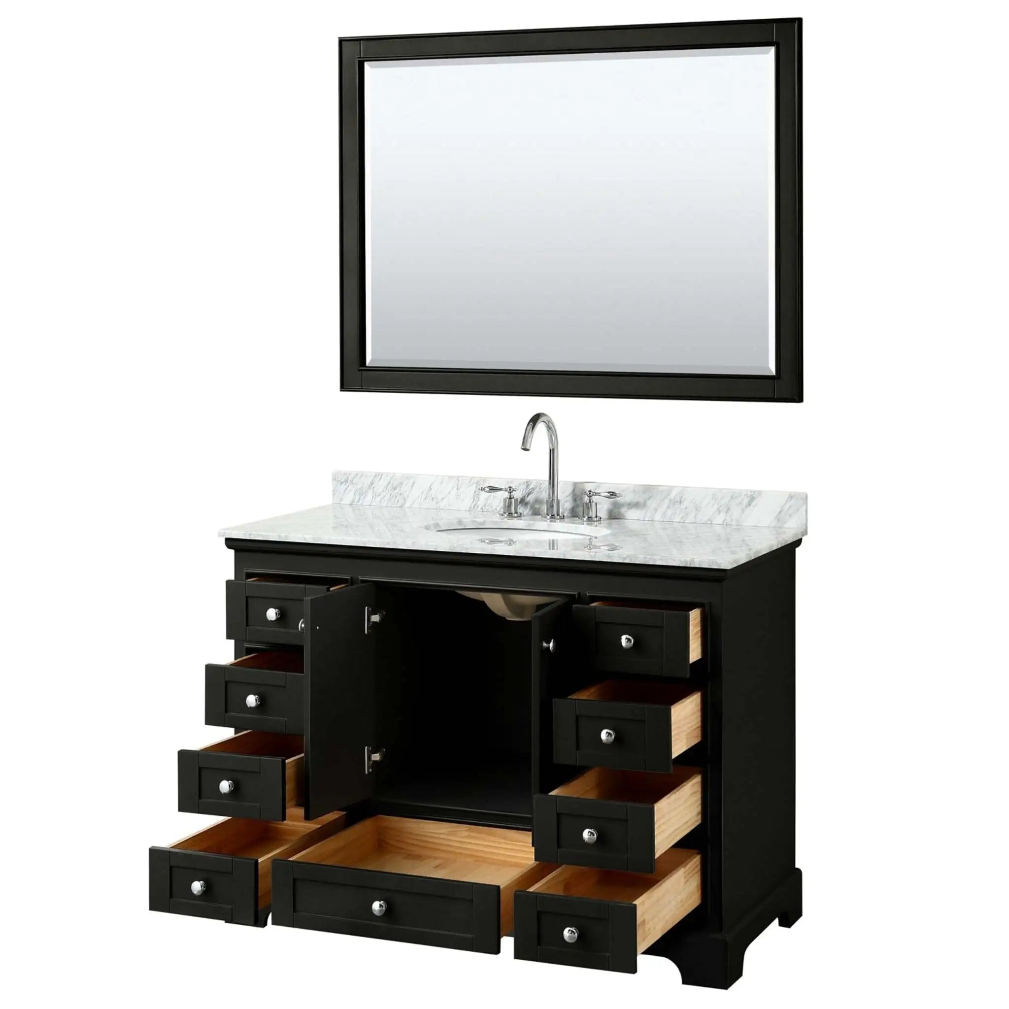 48" Deborah Single Bathroom Vanity in Dark Espresso with Polished Chrome Trim & 46" Mirror by Wyndham