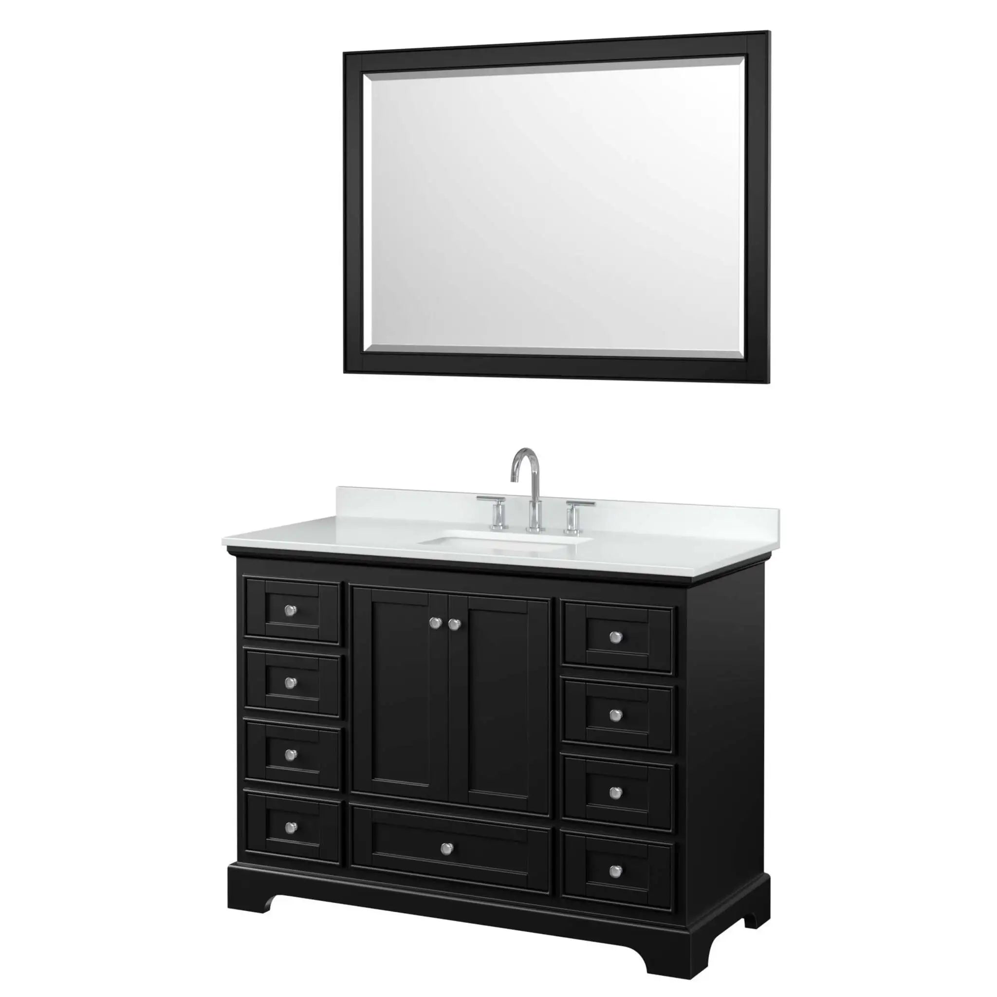 48" Deborah Single Bathroom Vanity in Dark Espresso with Polished Chrome Trim & 46" Mirror by Wyndham