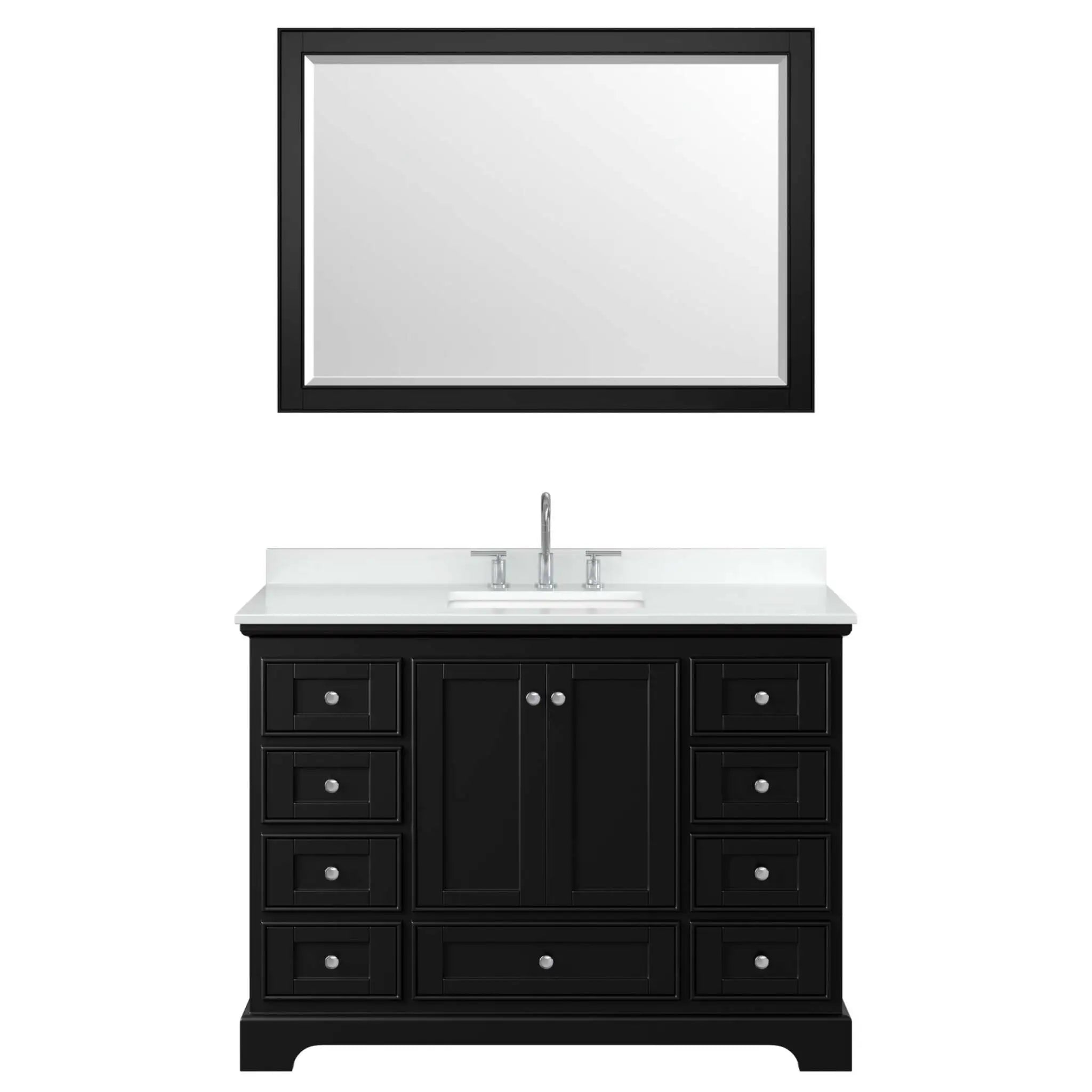 48" Deborah Single Bathroom Vanity in Dark Espresso with Polished Chrome Trim & 46" Mirror by Wyndham