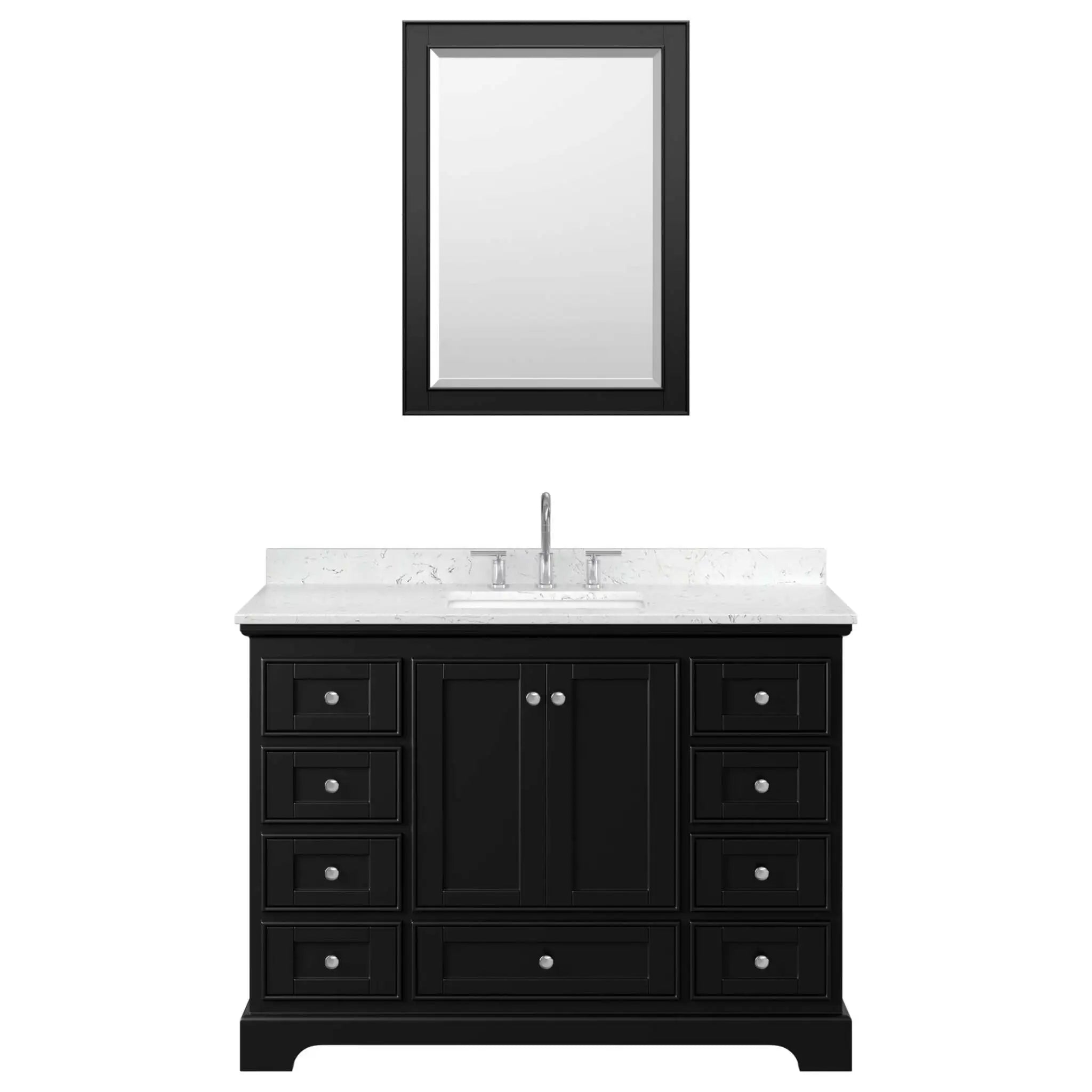 48" Deborah Single Bathroom Vanity in Dark Espresso with Polished Chrome Trim & Medicine Cabinet by Wyndham