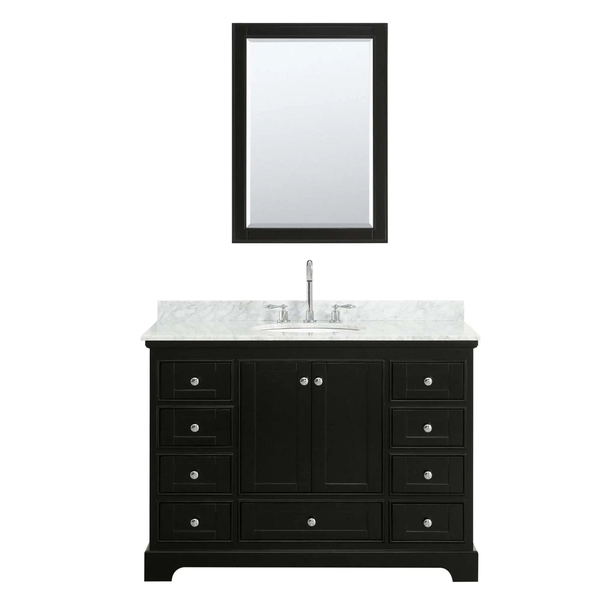 48" Deborah Single Bathroom Vanity in Dark Espresso with Polished Chrome Trim & Medicine Cabinet by Wyndham