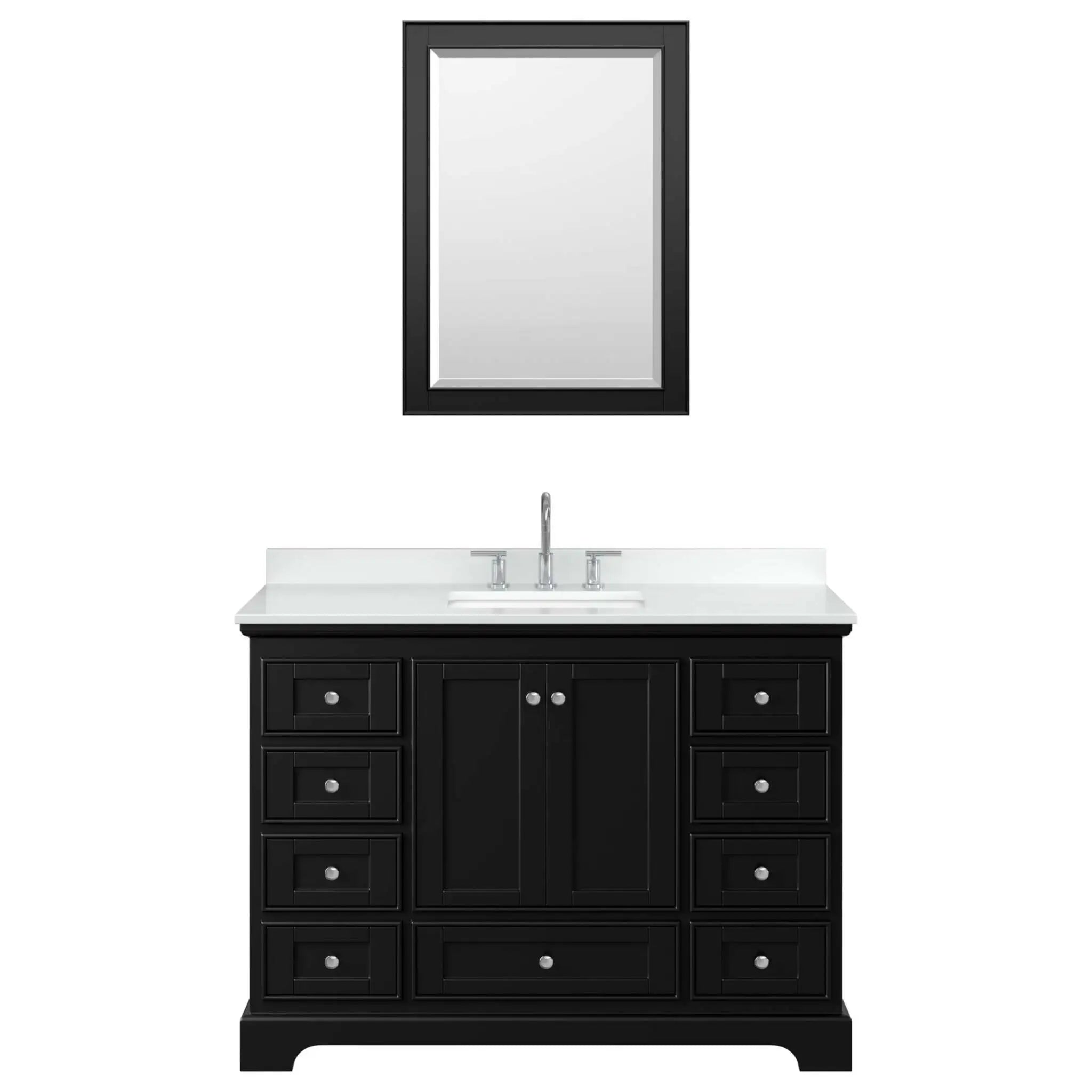48" Deborah Single Bathroom Vanity in Dark Espresso with Polished Chrome Trim & Medicine Cabinet by Wyndham