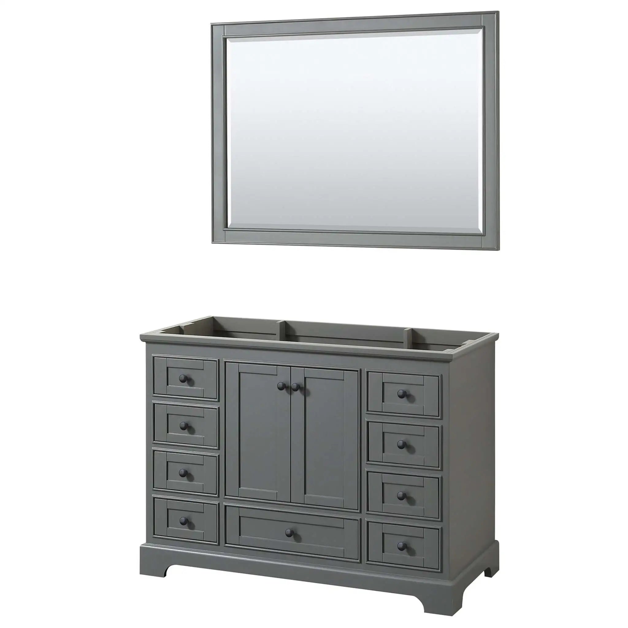 48" Deborah Single Bathroom Vanity in Dark Gray with Matte Black Trim & 46" Mirror by Wyndham