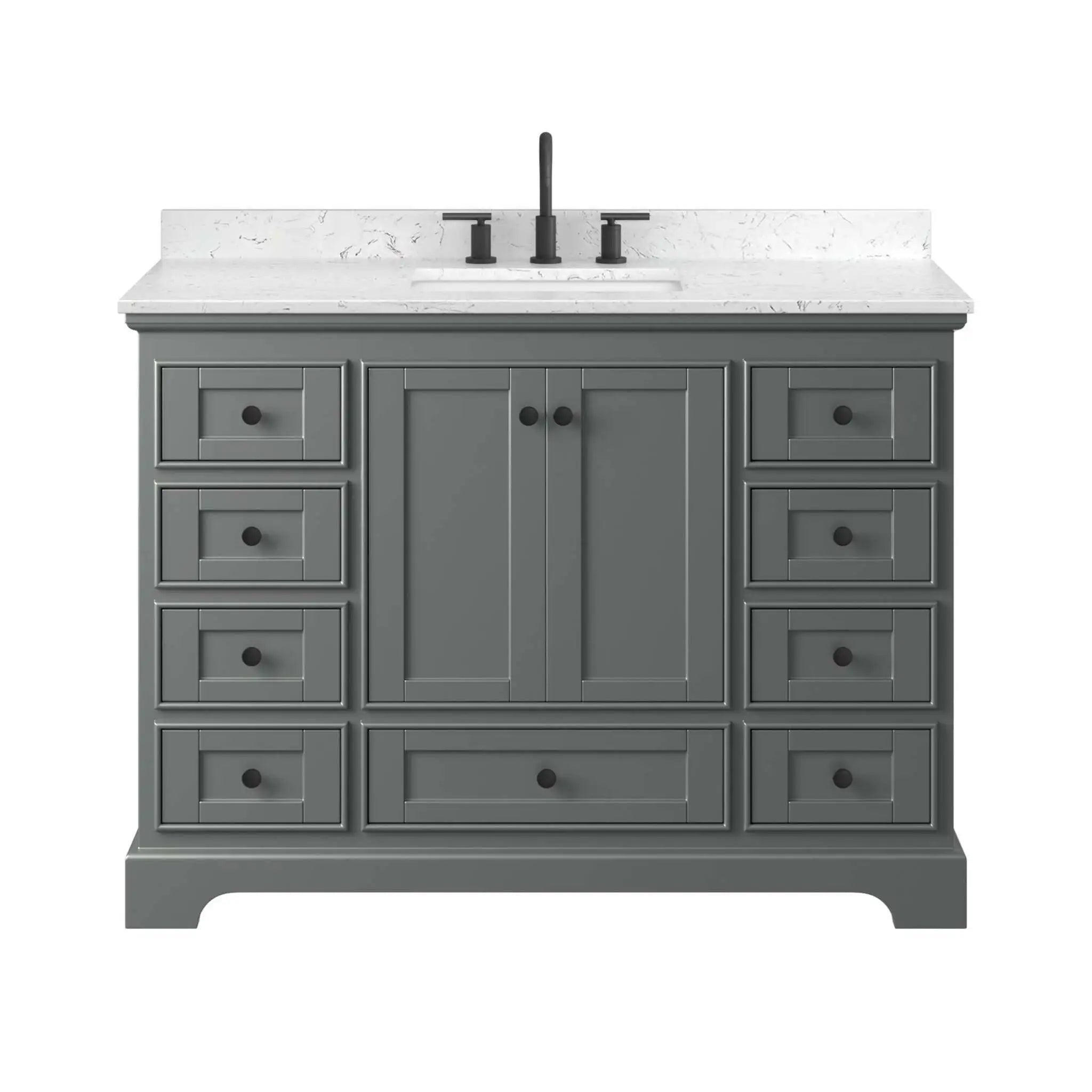 48" Deborah Single Bathroom Vanity in Dark Gray with Matte Black Trim by Wyndham