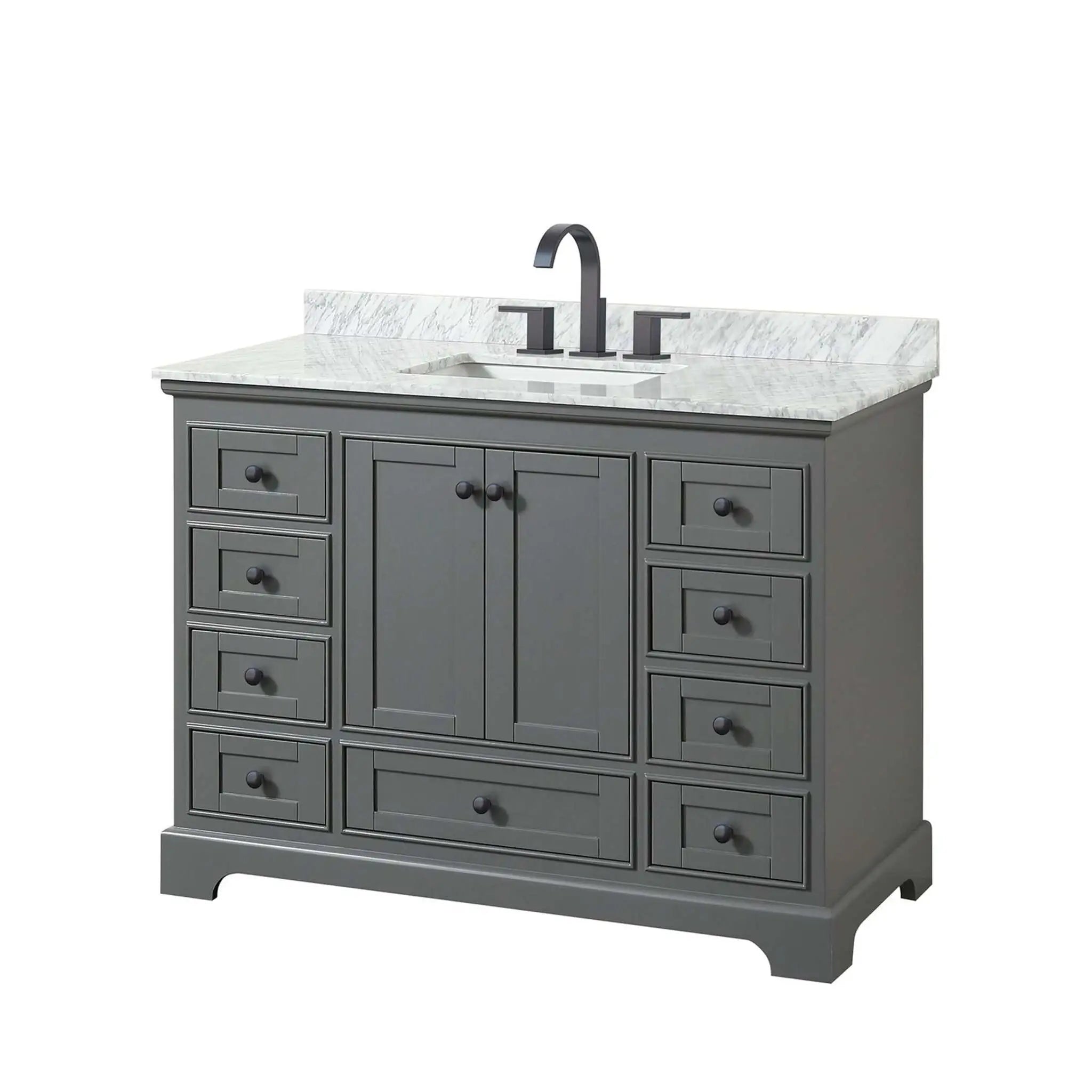 48" Deborah Single Bathroom Vanity in Dark Gray with Matte Black Trim by Wyndham