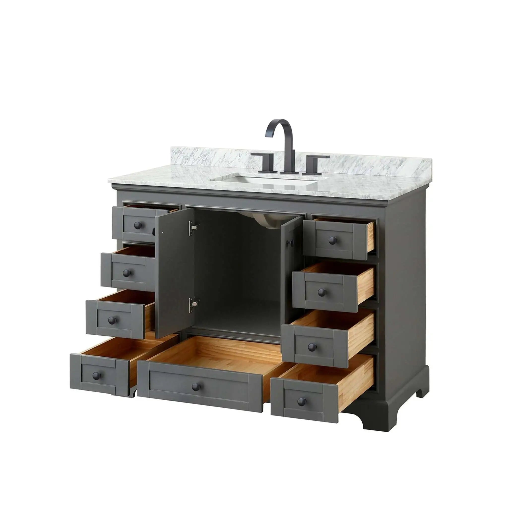 48" Deborah Single Bathroom Vanity in Dark Gray with Matte Black Trim by Wyndham