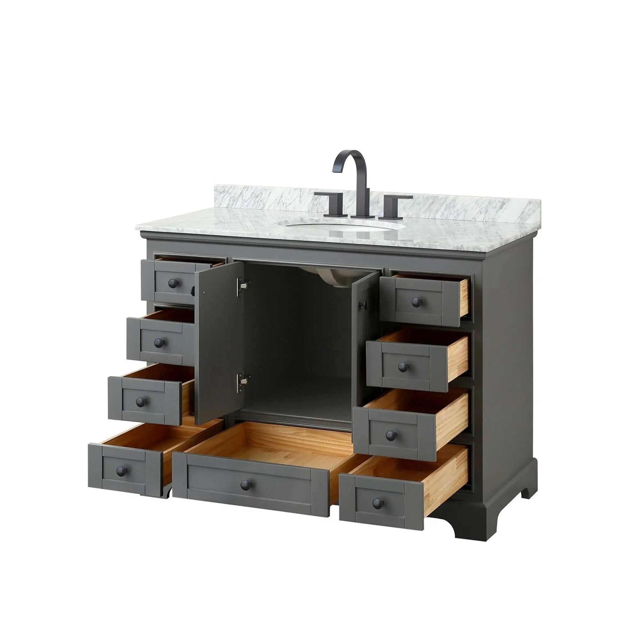 48" Deborah Single Bathroom Vanity in Dark Gray with Matte Black Trim by Wyndham