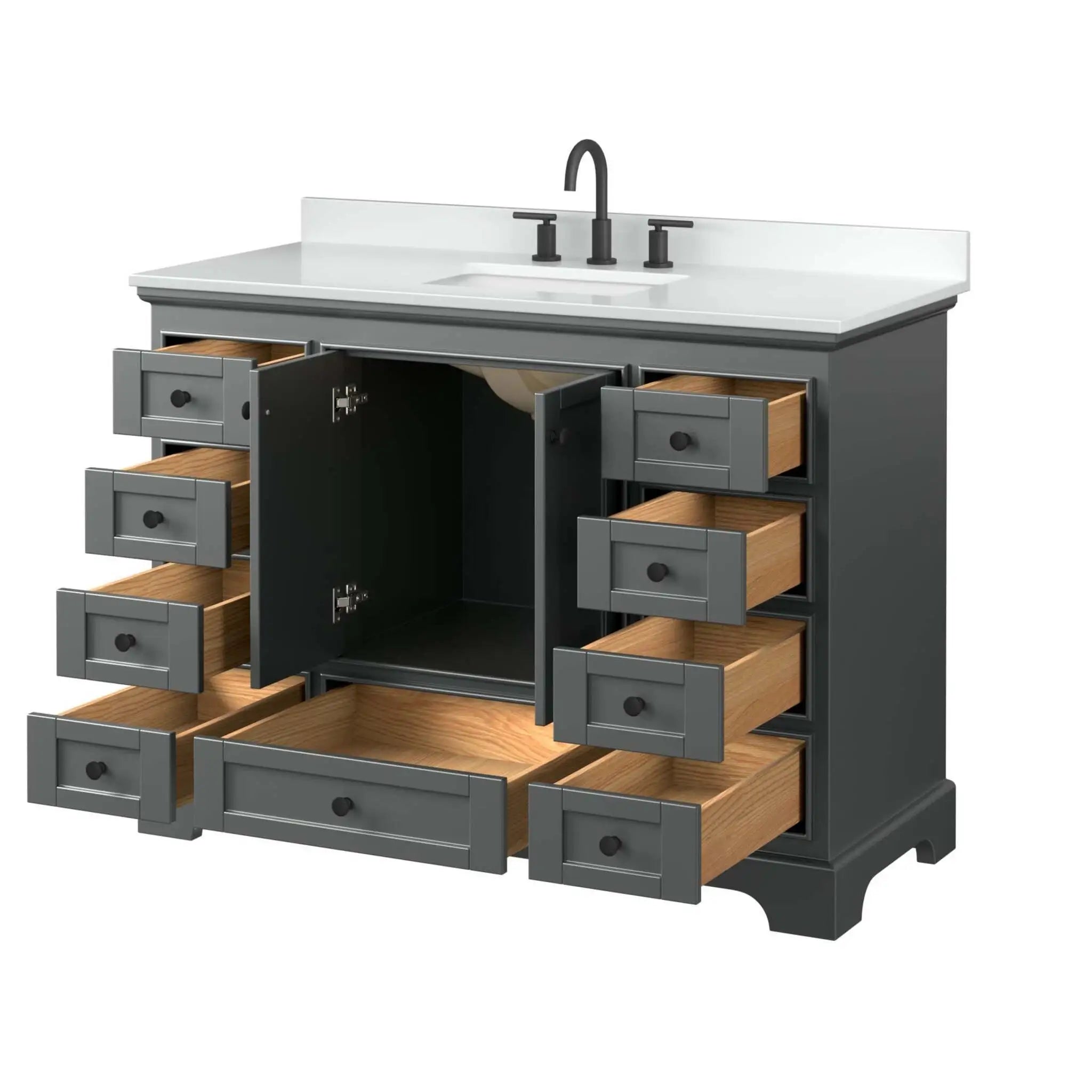 48" Deborah Single Bathroom Vanity in Dark Gray with Matte Black Trim by Wyndham