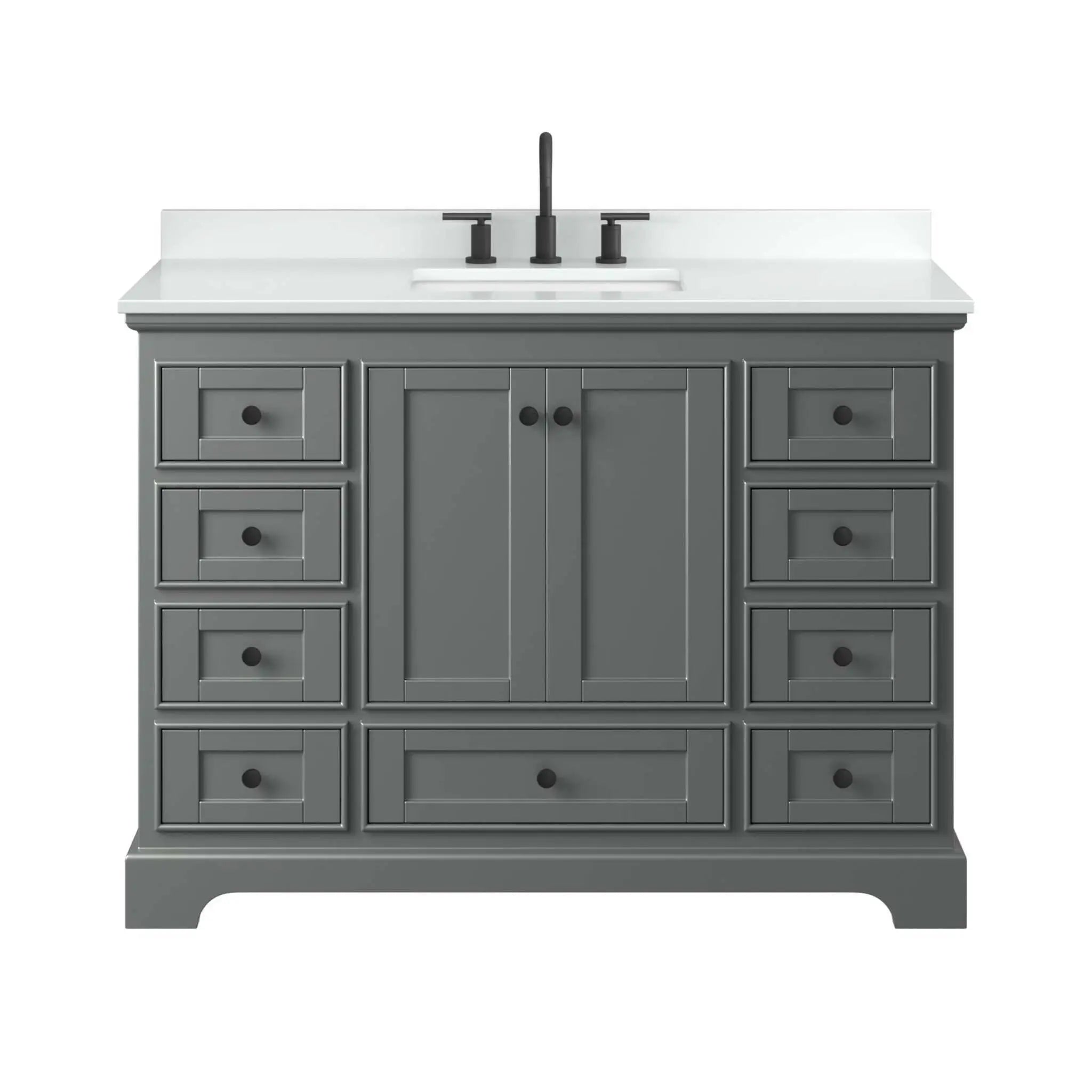48" Deborah Single Bathroom Vanity in Dark Gray with Matte Black Trim by Wyndham