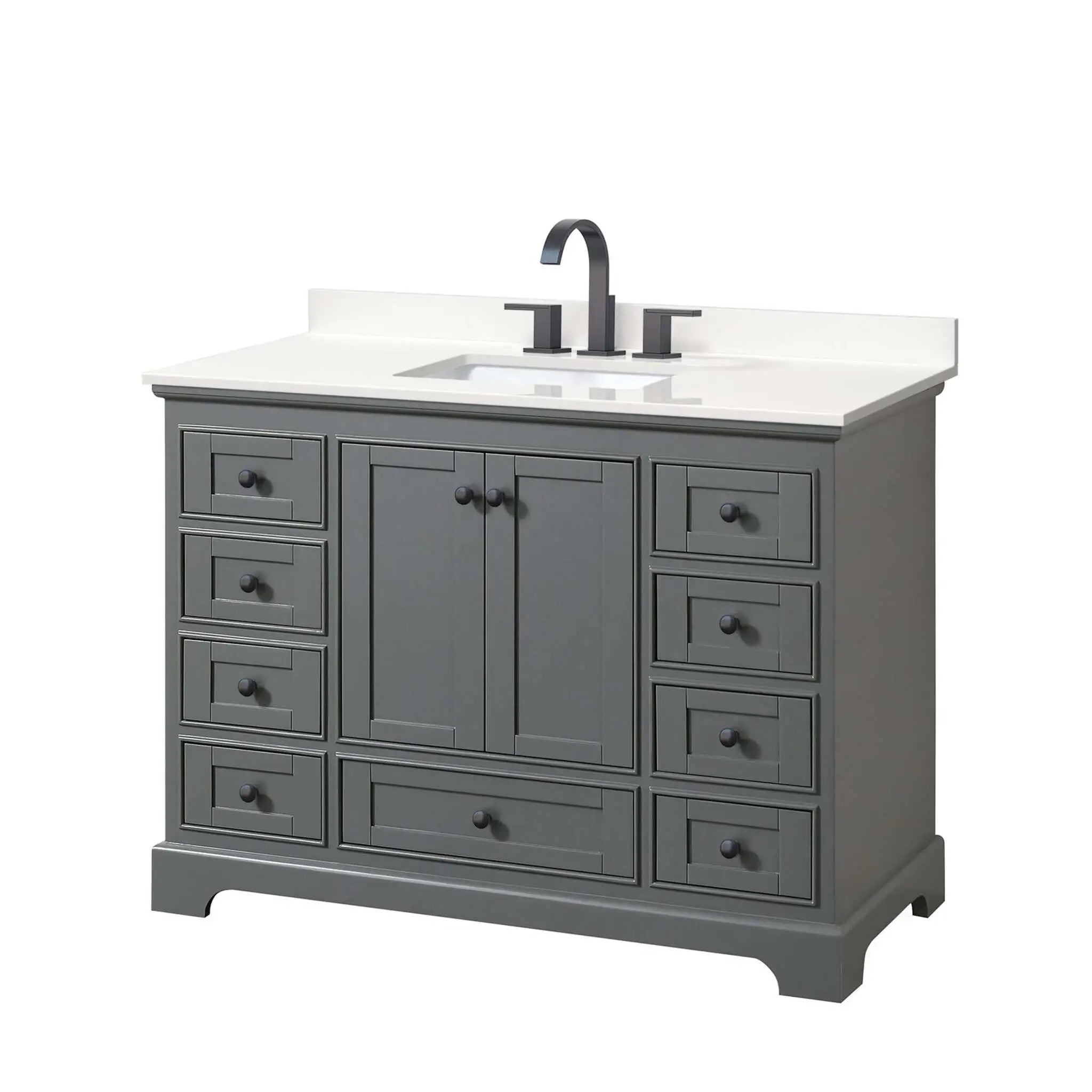 48" Deborah Single Bathroom Vanity in Dark Gray with Matte Black Trim by Wyndham