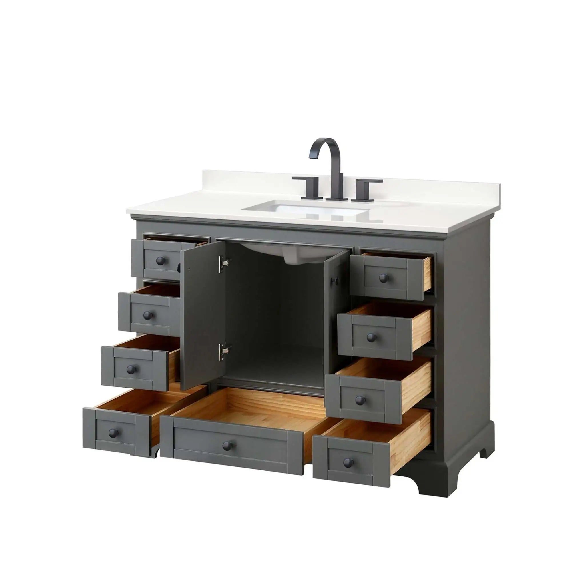 48" Deborah Single Bathroom Vanity in Dark Gray with Matte Black Trim by Wyndham