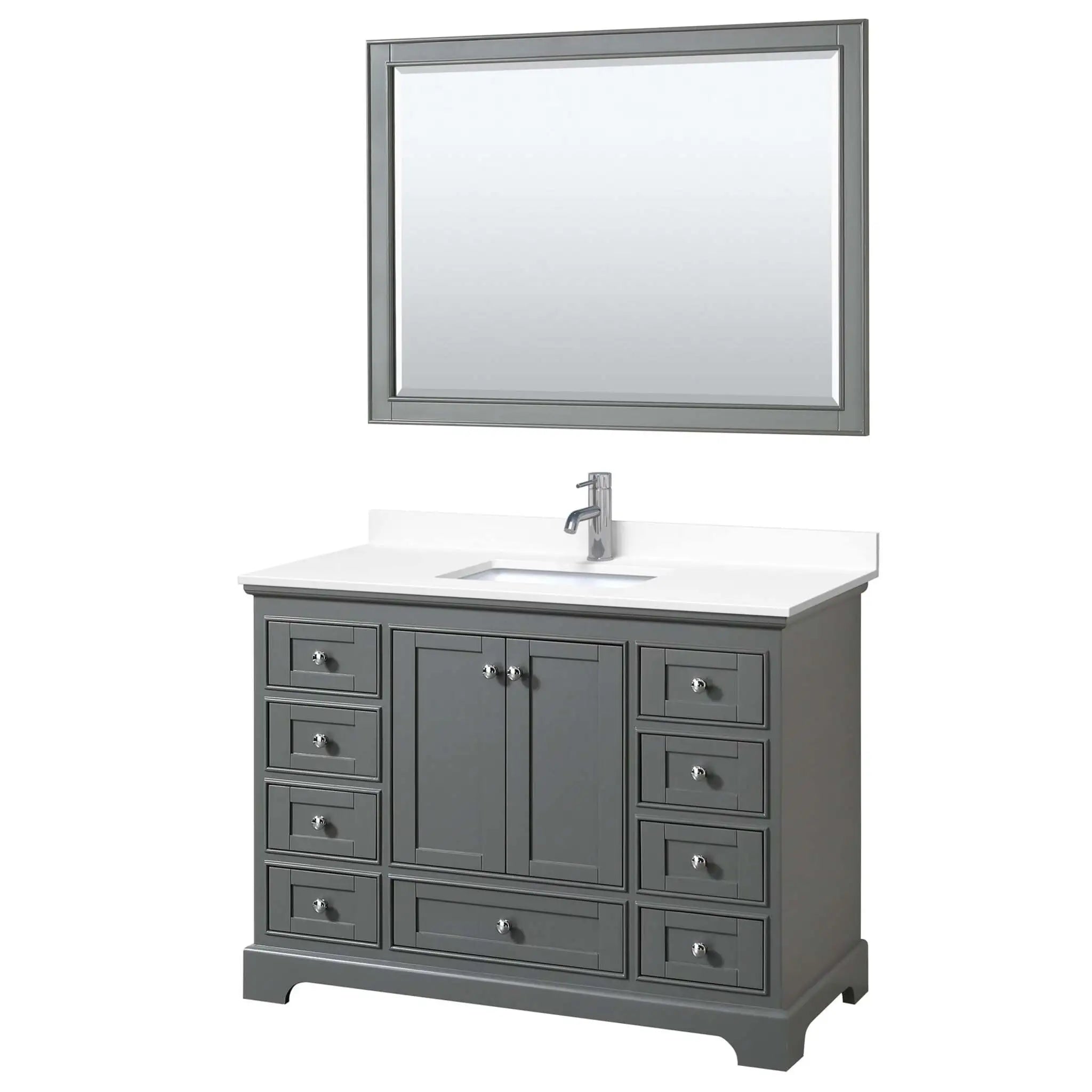 48" Deborah Single Bathroom Vanity in Dark Gray with Polished Chrome Trim & 46" Mirror by Wyndham