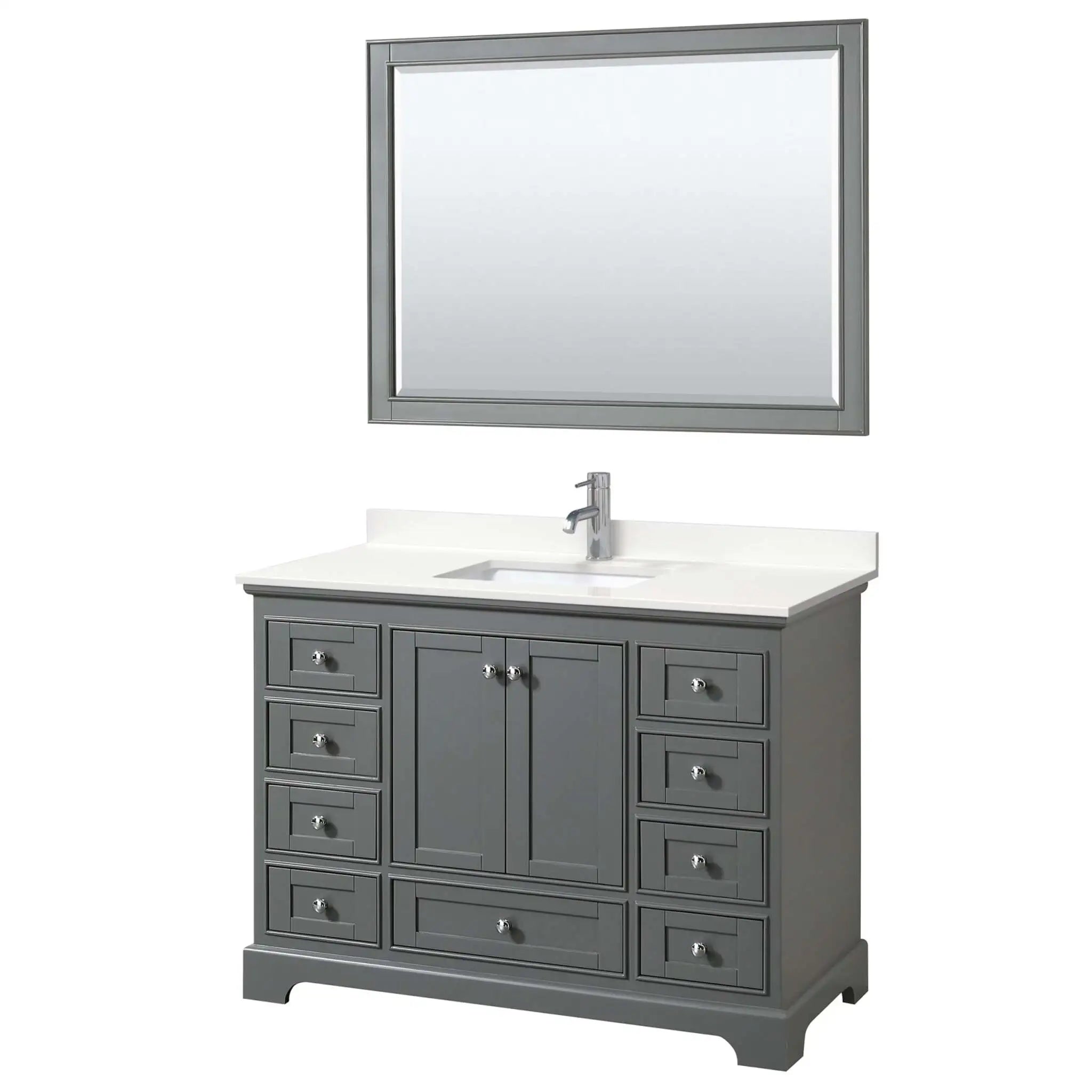 48" Deborah Single Bathroom Vanity in Dark Gray with Polished Chrome Trim & 46" Mirror by Wyndham