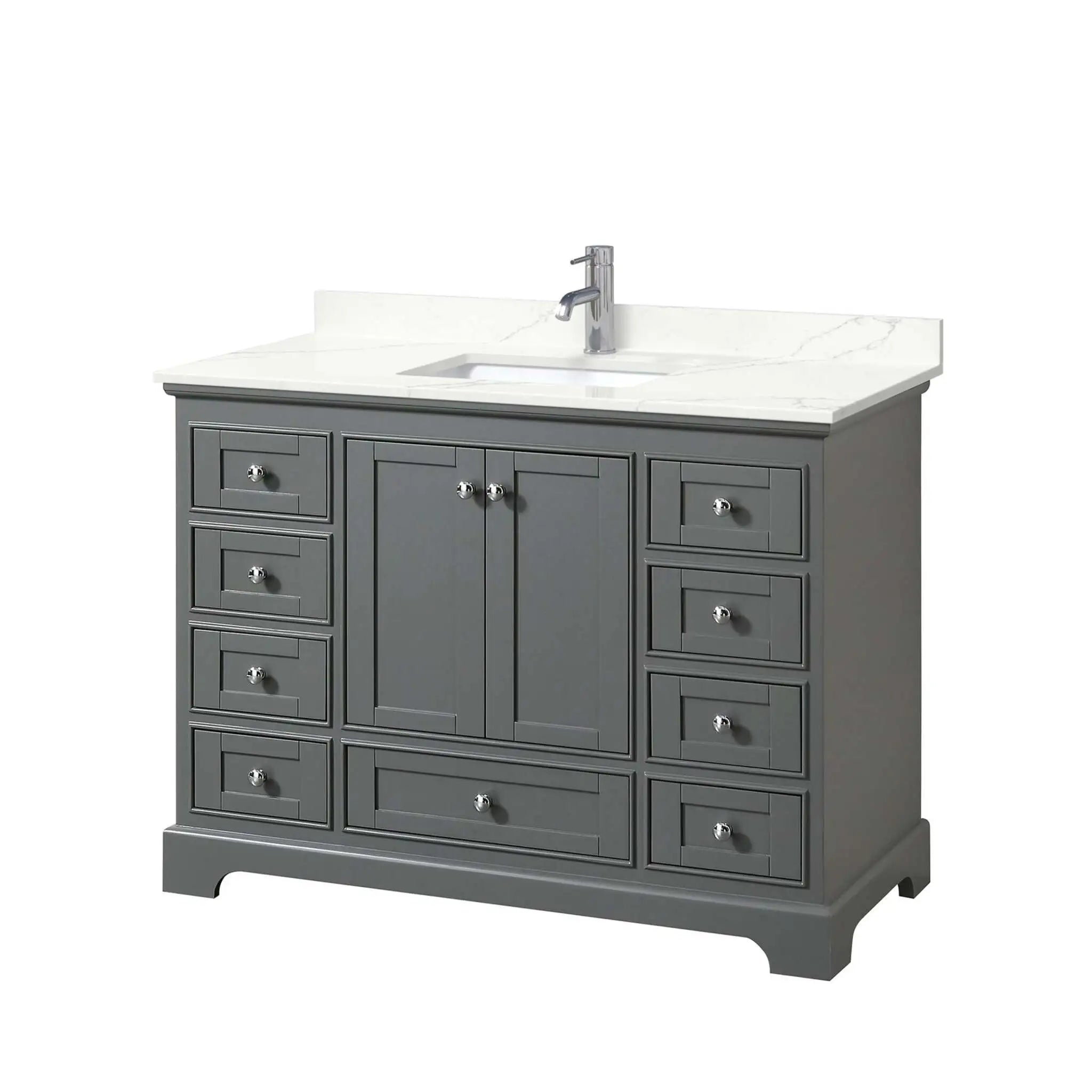 48" Deborah Single Bathroom Vanity in Dark Gray with Polished Chrome Trim by Wyndham
