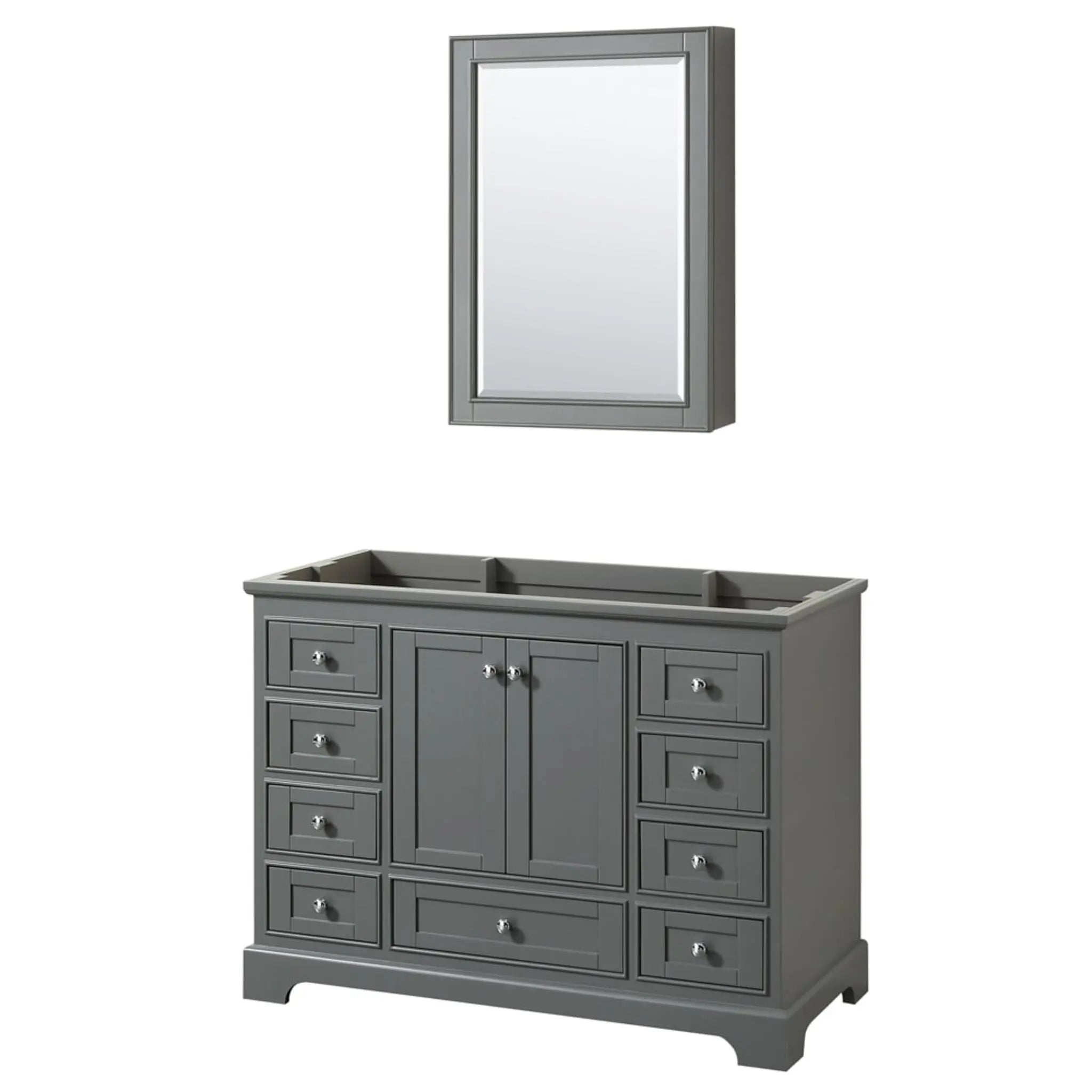 48" Deborah Single Bathroom Vanity in Dark Gray with Polished Chrome Trim & Medicine Cabinet by Wyndham
