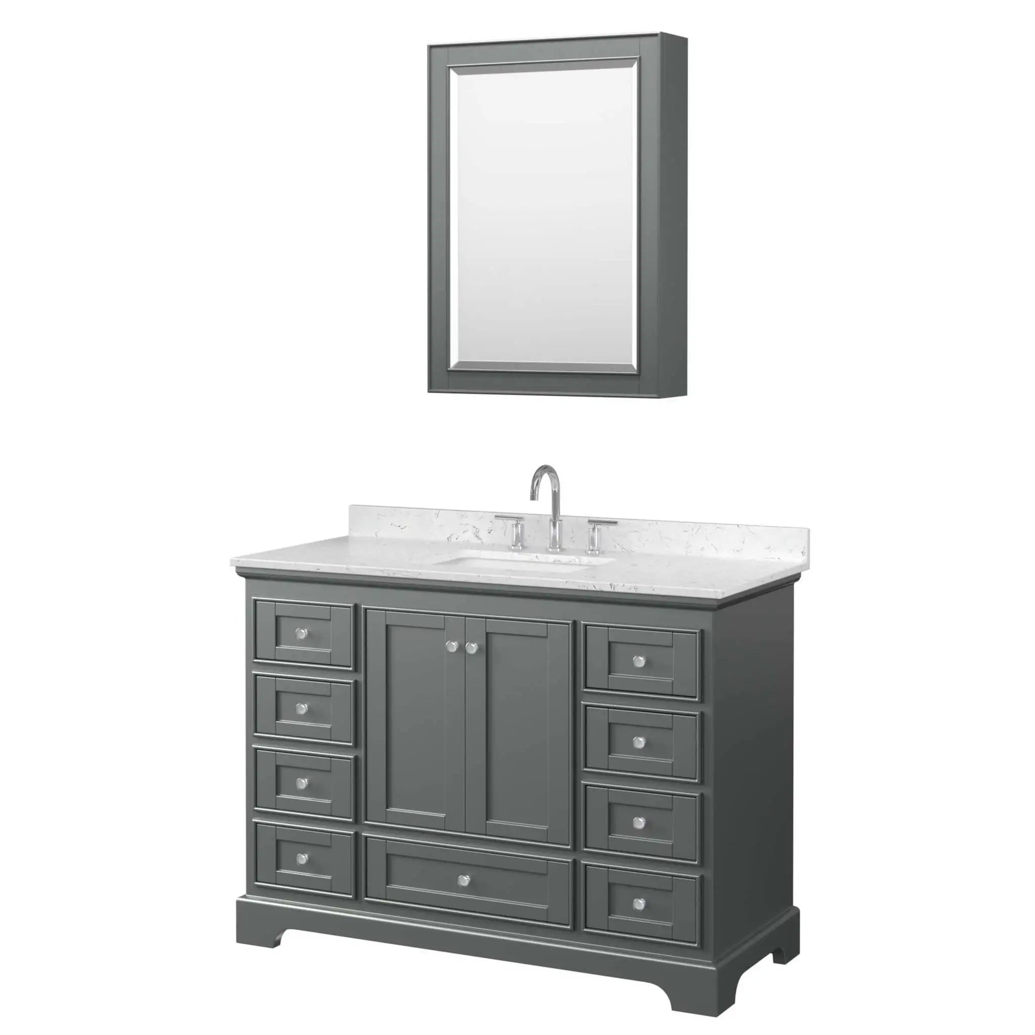 48" Deborah Single Bathroom Vanity in Dark Gray with Polished Chrome Trim & Medicine Cabinet by Wyndham