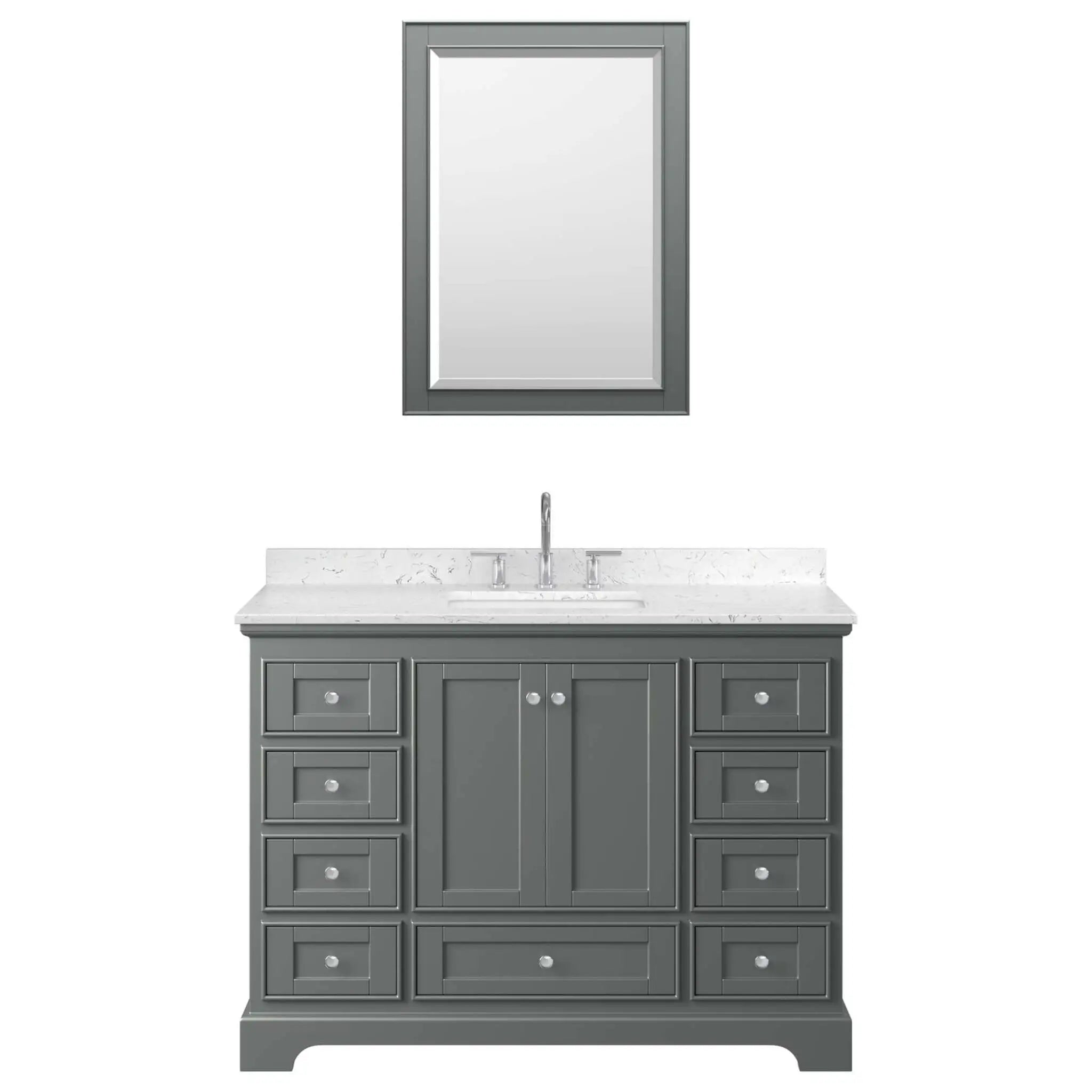 48" Deborah Single Bathroom Vanity in Dark Gray with Polished Chrome Trim & Medicine Cabinet by Wyndham