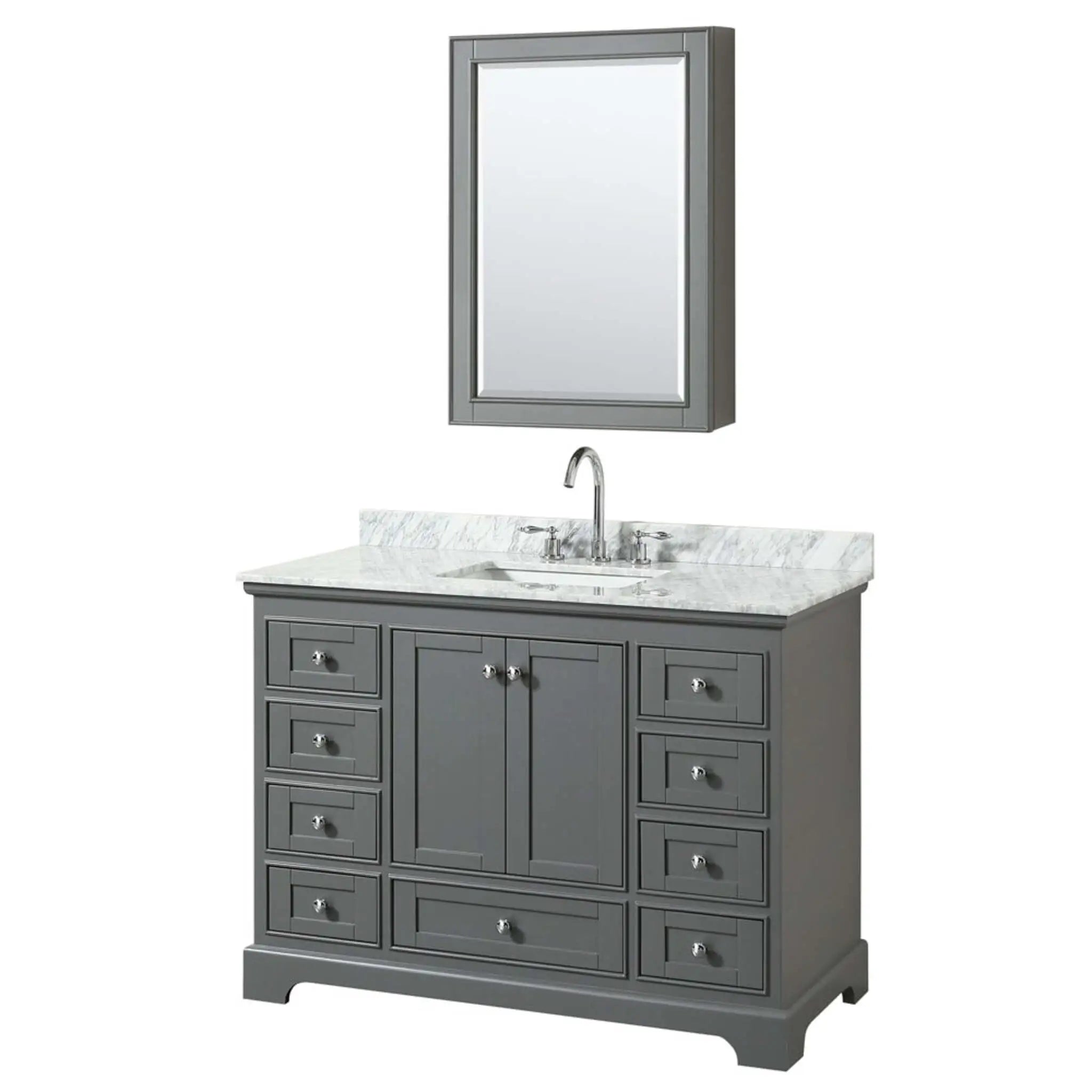 48" Deborah Single Bathroom Vanity in Dark Gray with Polished Chrome Trim & Medicine Cabinet by Wyndham