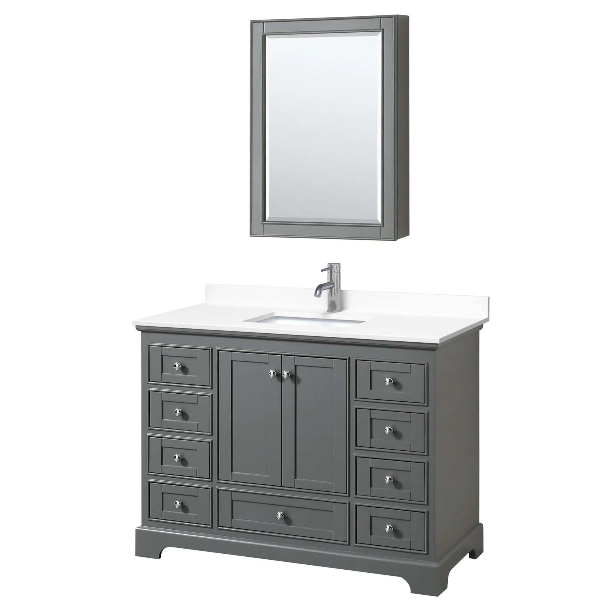 48" Deborah Single Bathroom Vanity in Dark Gray with Polished Chrome Trim & Medicine Cabinet by Wyndham