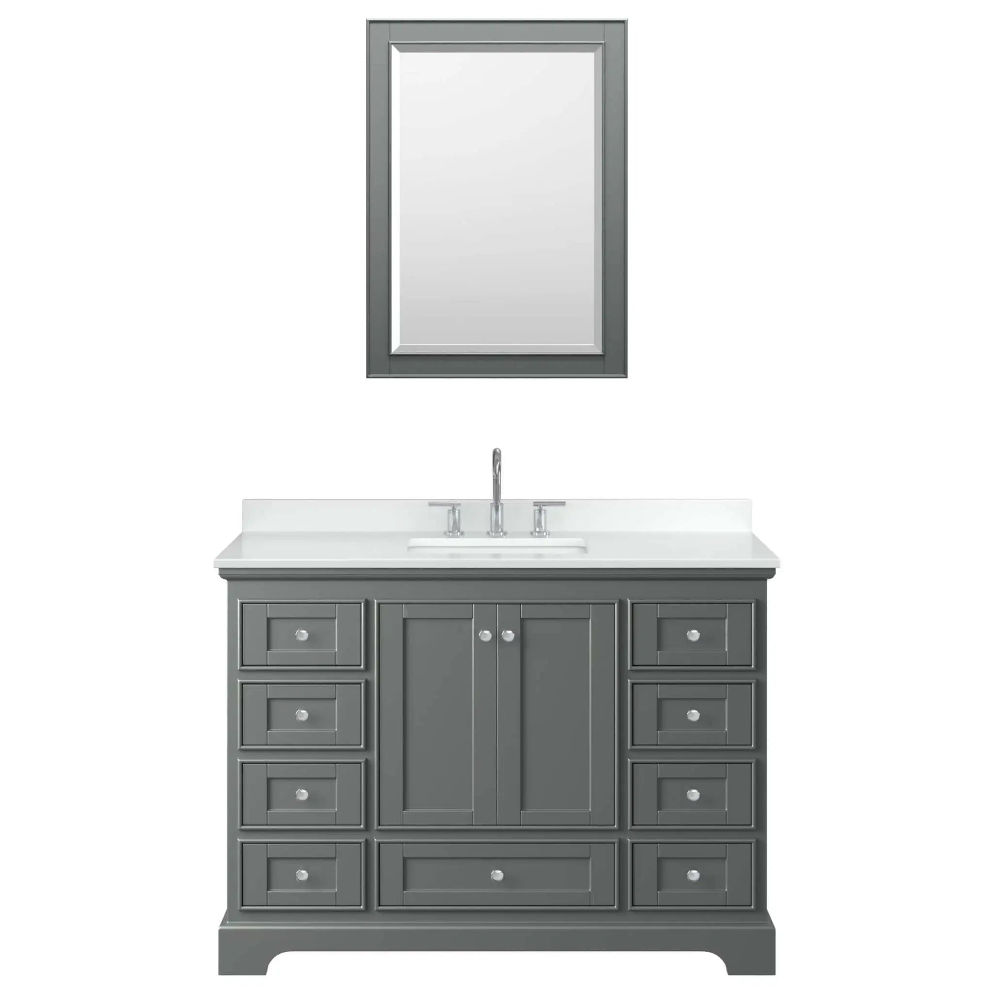48" Deborah Single Bathroom Vanity in Dark Gray with Polished Chrome Trim & Medicine Cabinet by Wyndham