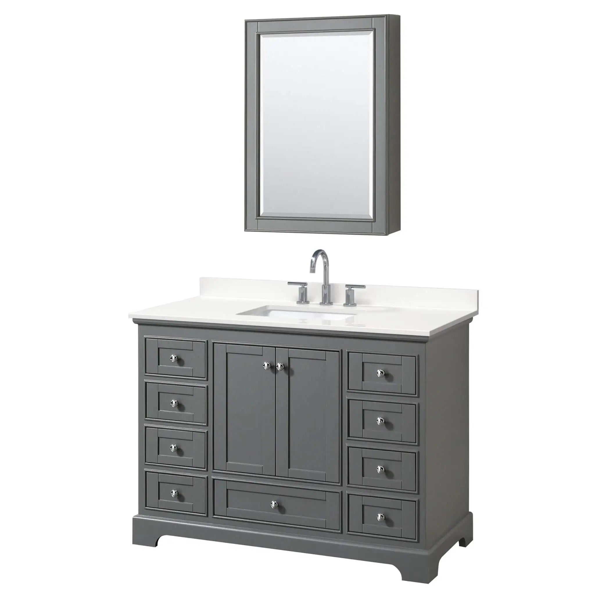 48" Deborah Single Bathroom Vanity in Dark Gray with Polished Chrome Trim & Medicine Cabinet by Wyndham