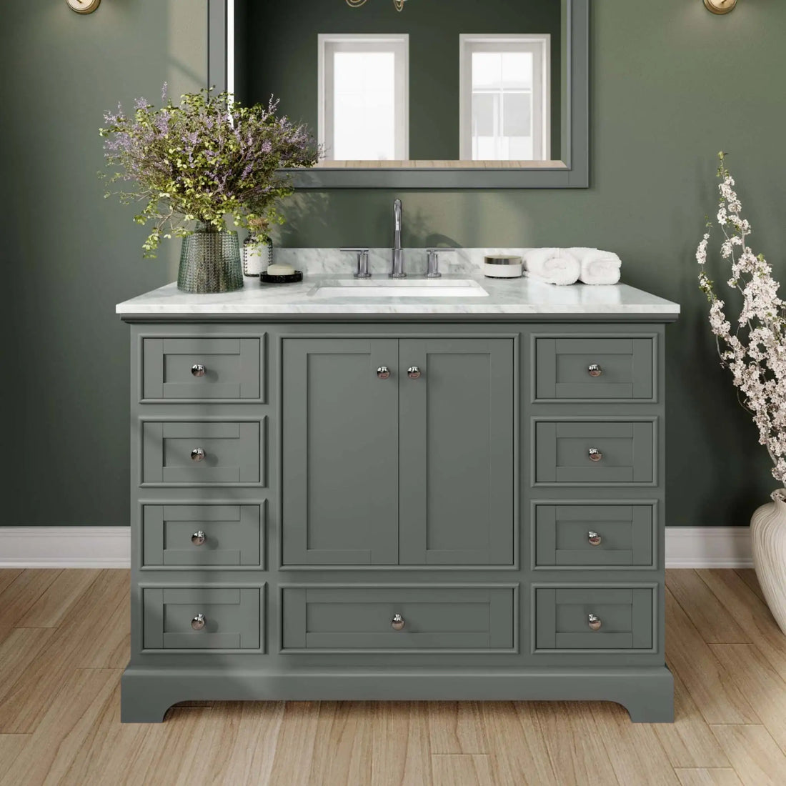 48" Deborah Single Bathroom Vanity in Dark Gray with Polished Chrome Trim by Wyndham