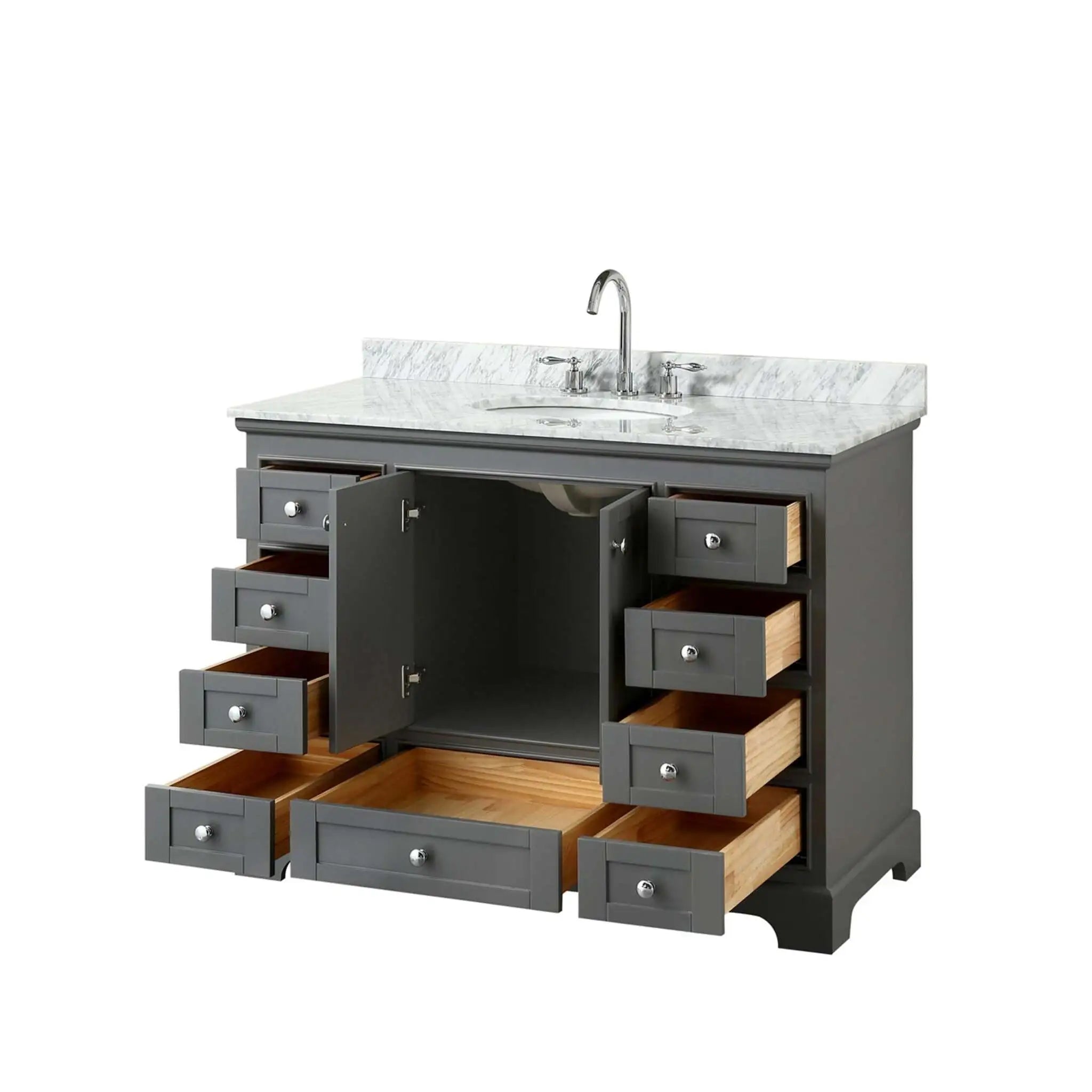 48" Deborah Single Bathroom Vanity in Dark Gray with Polished Chrome Trim by Wyndham