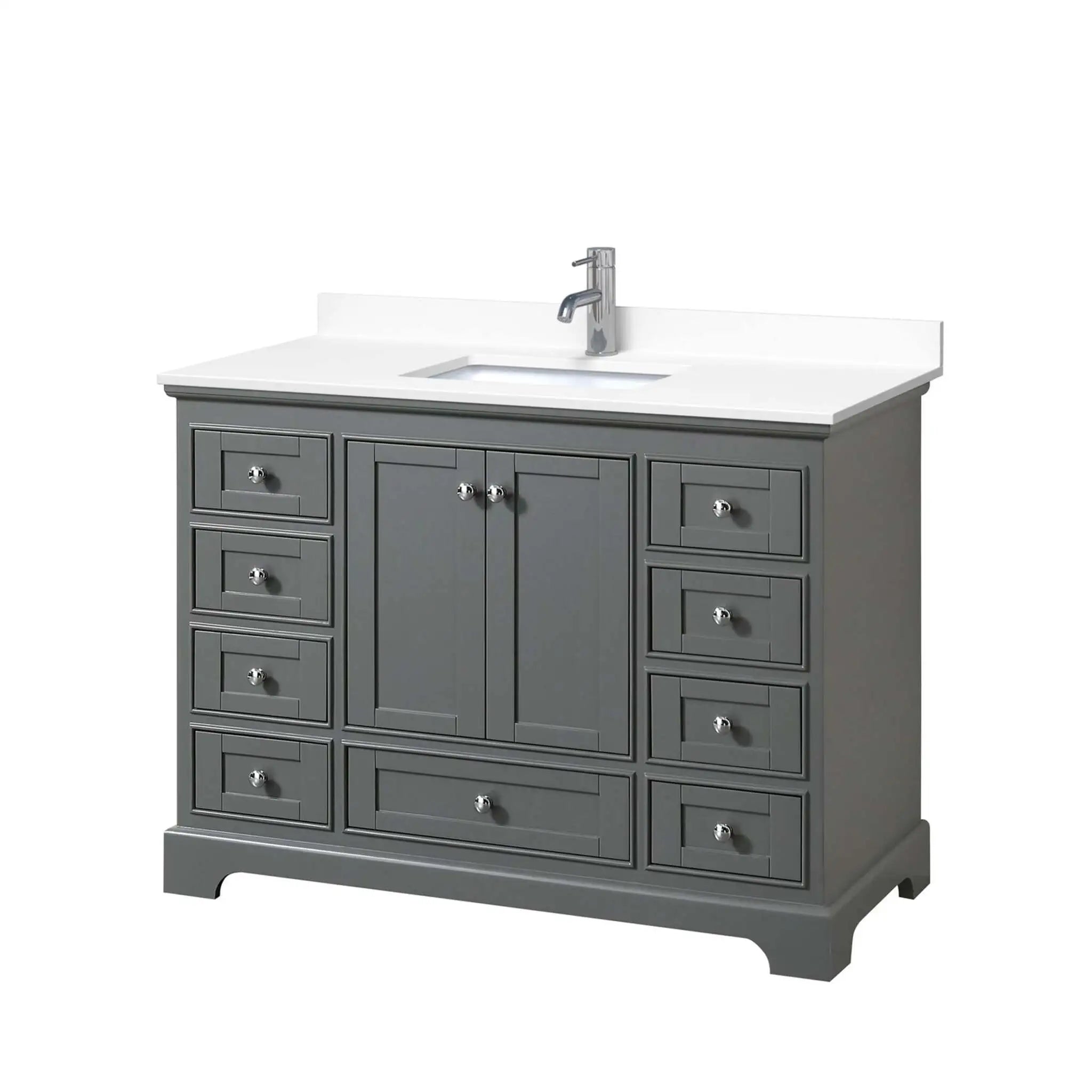 48" Deborah Single Bathroom Vanity in Dark Gray with Polished Chrome Trim by Wyndham