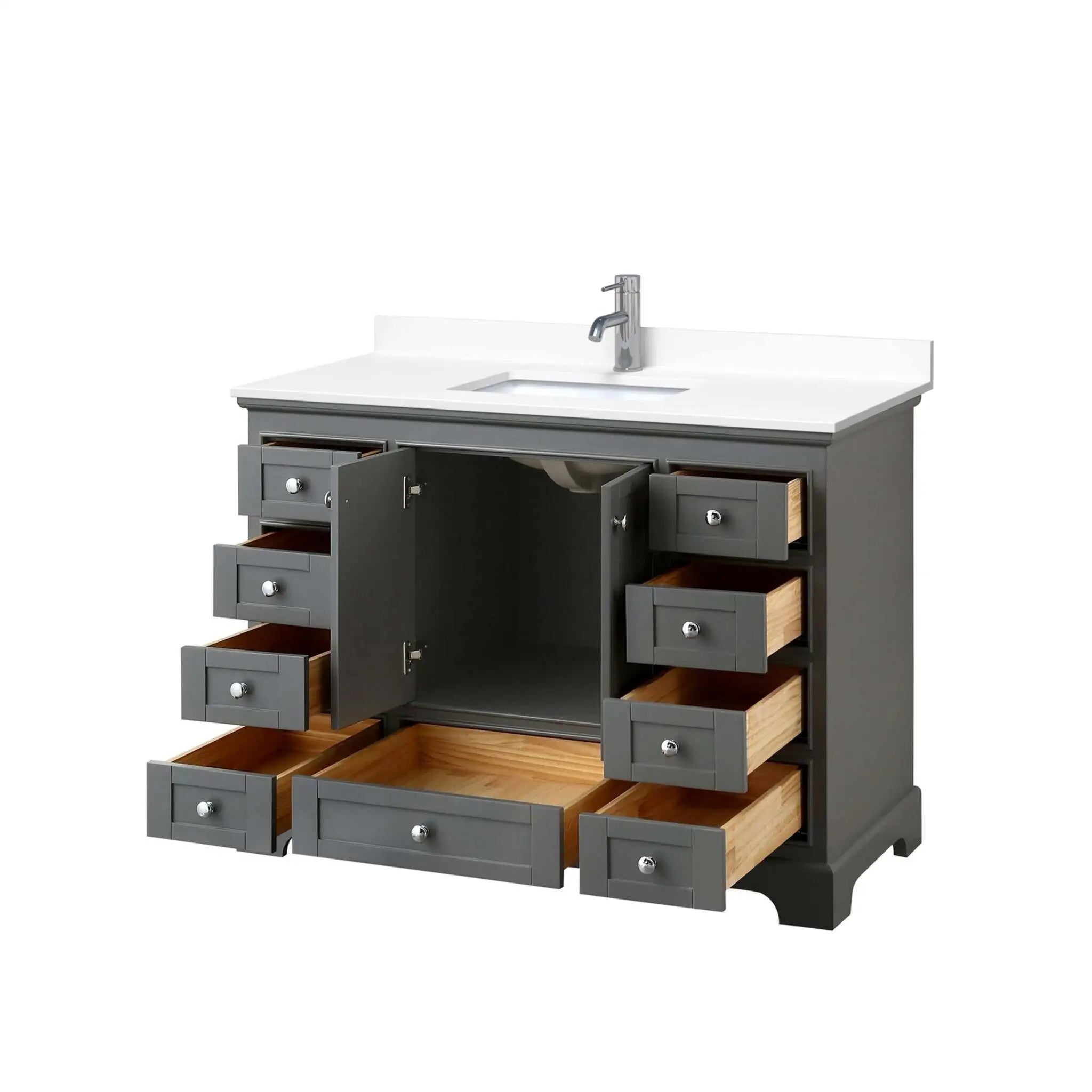 48" Deborah Single Bathroom Vanity in Dark Gray with Polished Chrome Trim by Wyndham