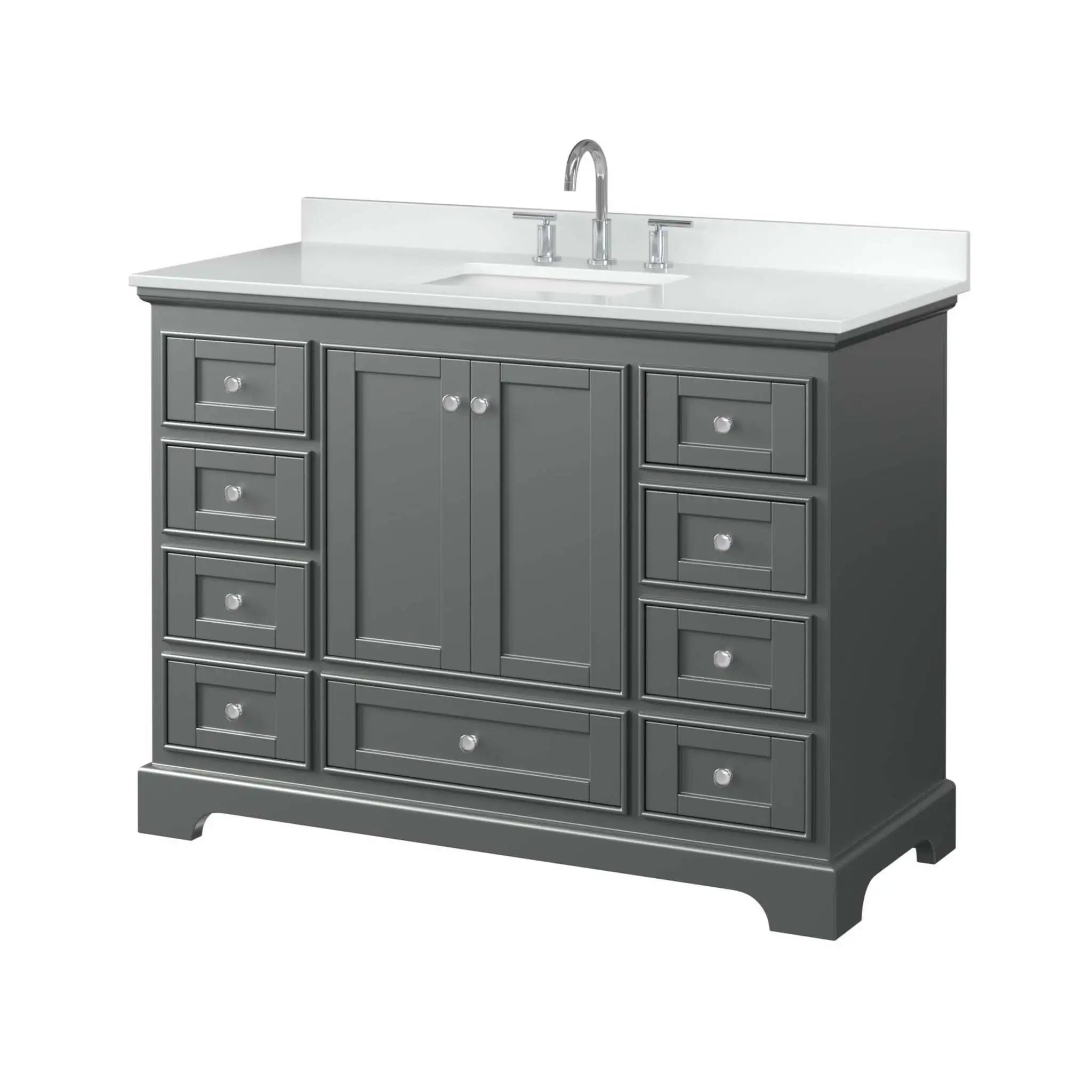 48" Deborah Single Bathroom Vanity in Dark Gray with Polished Chrome Trim by Wyndham