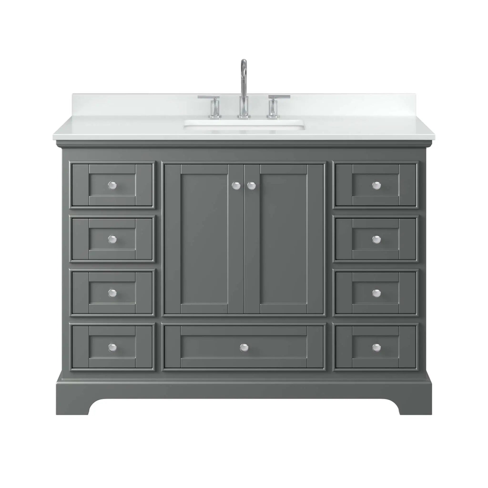 48" Deborah Single Bathroom Vanity in Dark Gray with Polished Chrome Trim by Wyndham