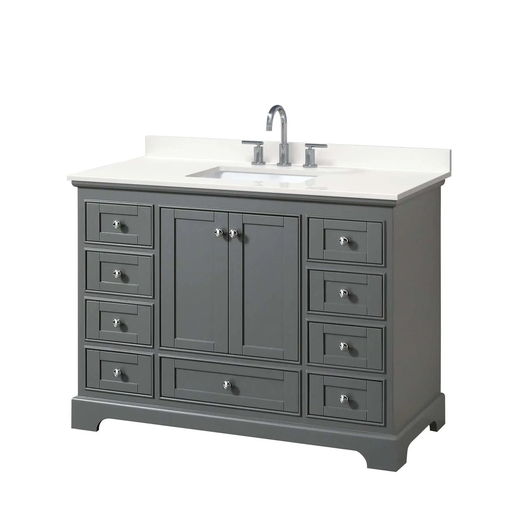 48" Deborah Single Bathroom Vanity in Dark Gray with Polished Chrome Trim by Wyndham