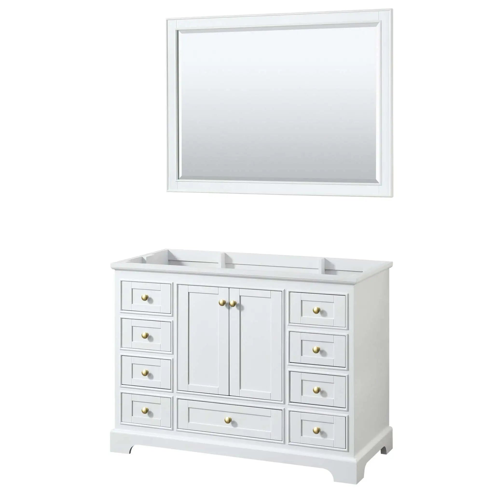 48" Deborah Single Bathroom Vanity in White with Brushed Gold Trim & 46" Mirror by Wyndham