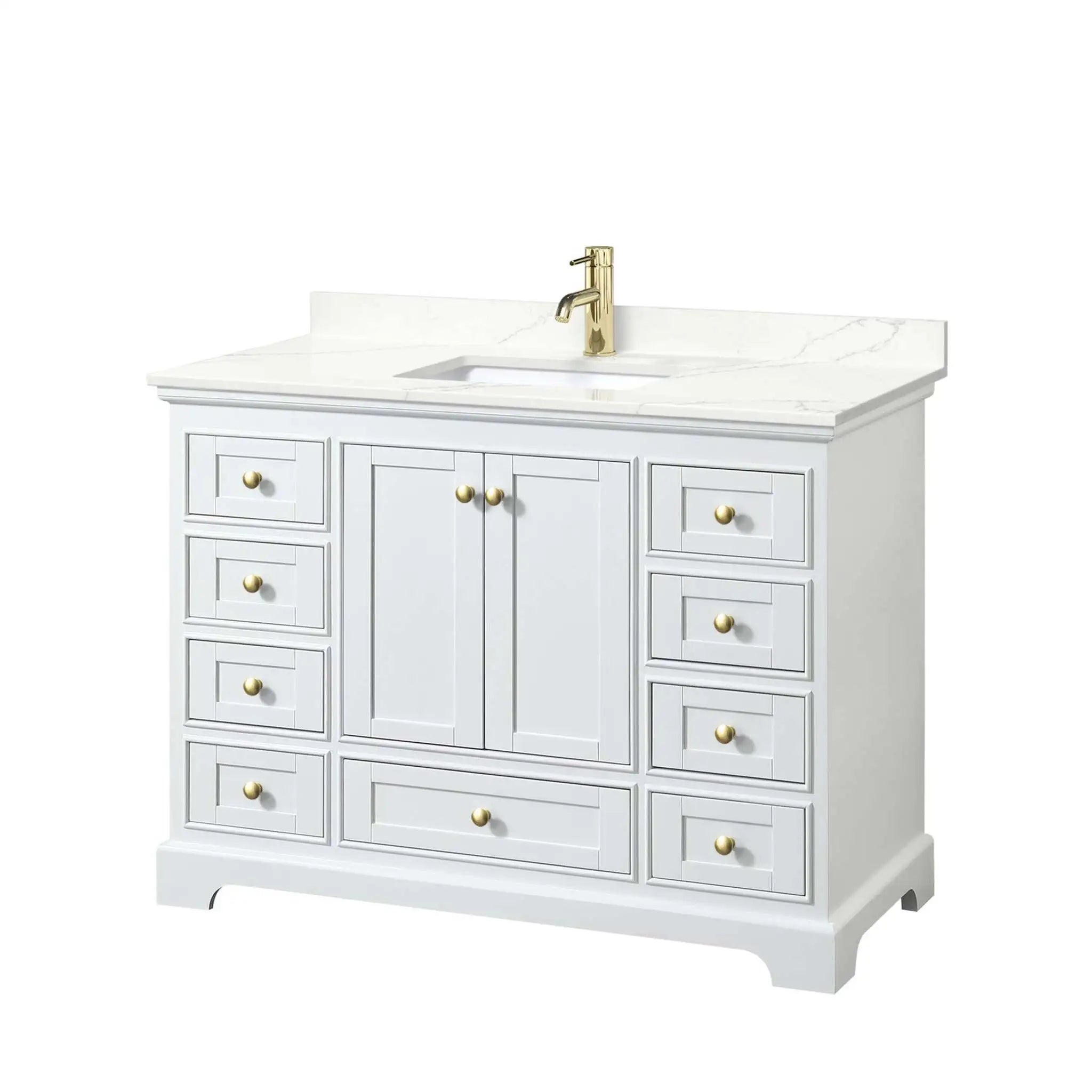 48" Deborah Single Bathroom Vanity in White with Brushed Gold Trim by Wyndham