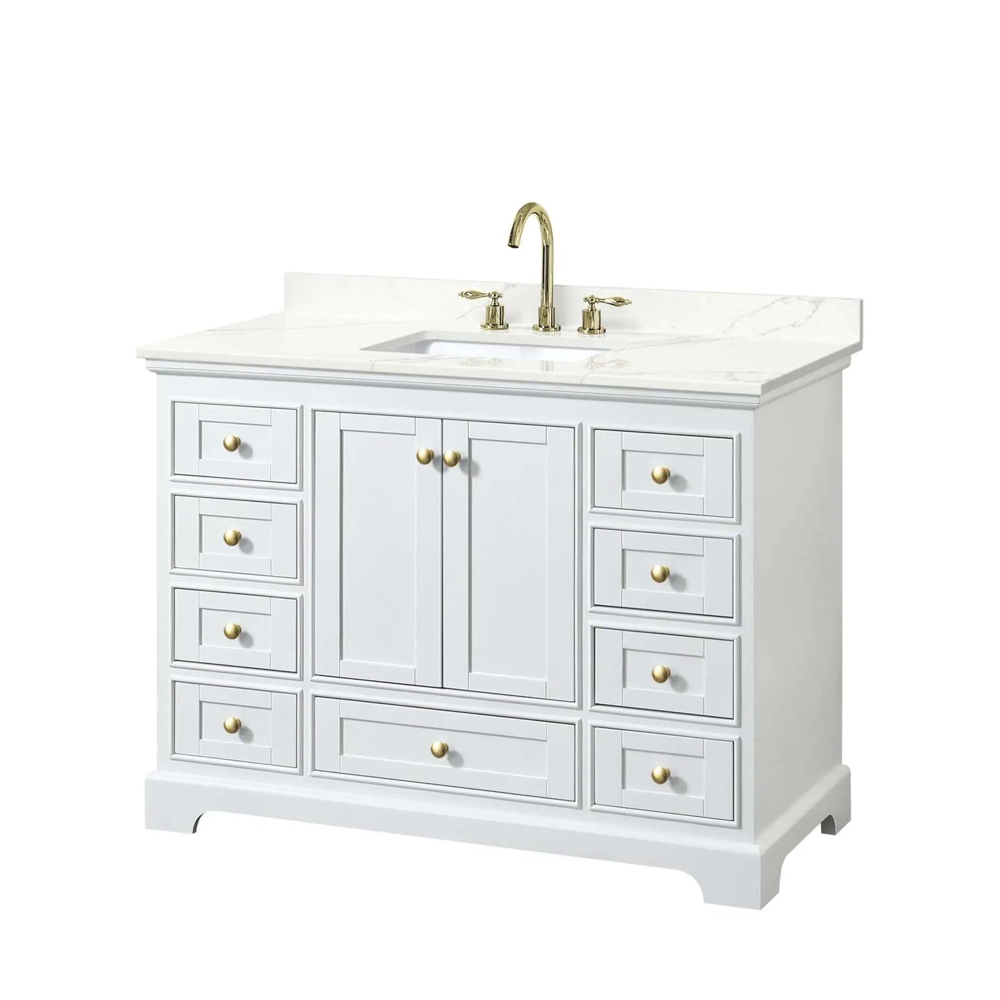 48" Deborah Single Bathroom Vanity in White with Brushed Gold Trim by Wyndham