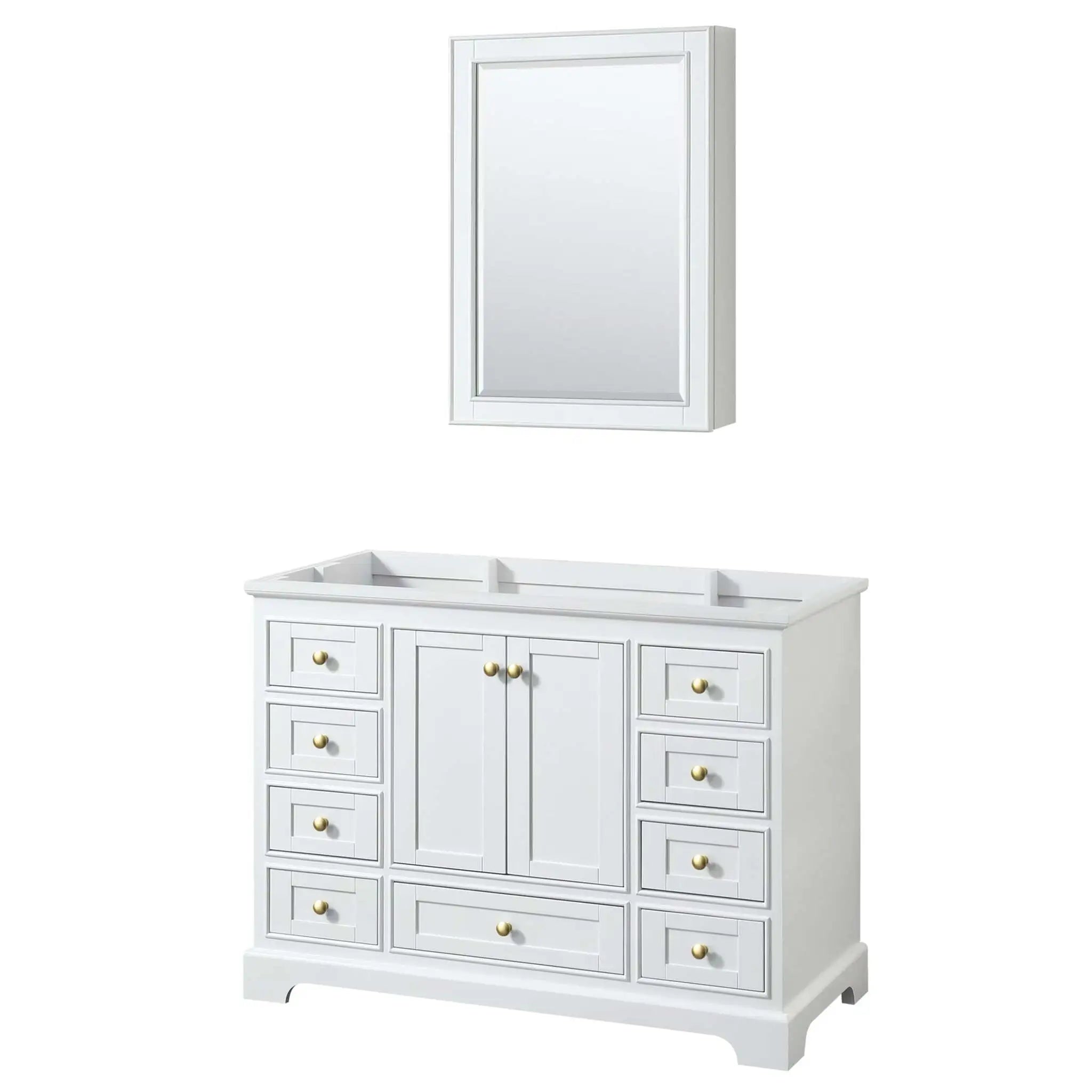 48" Deborah Single Bathroom Vanity in White with Brushed Gold Trim & Medicine Cabinet by Wyndham
