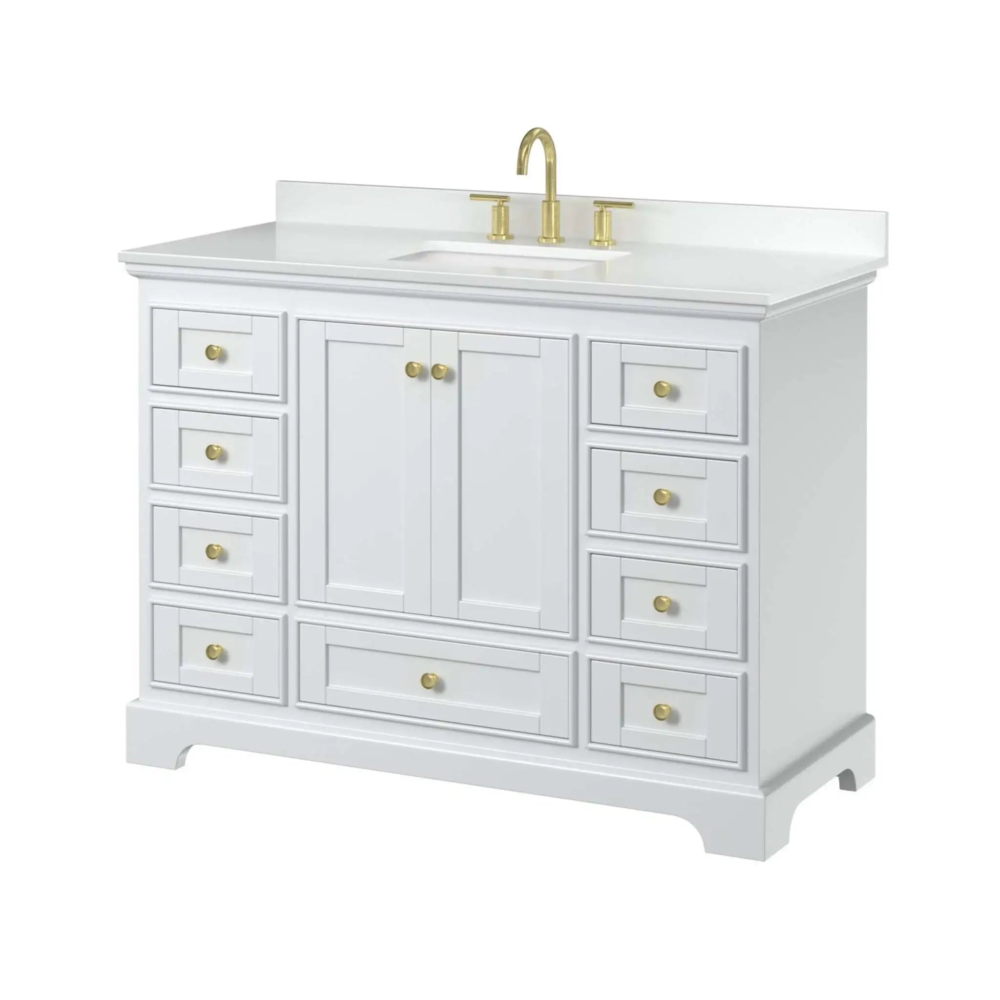 48" Deborah Single Bathroom Vanity in White with Brushed Gold Trim by Wyndham