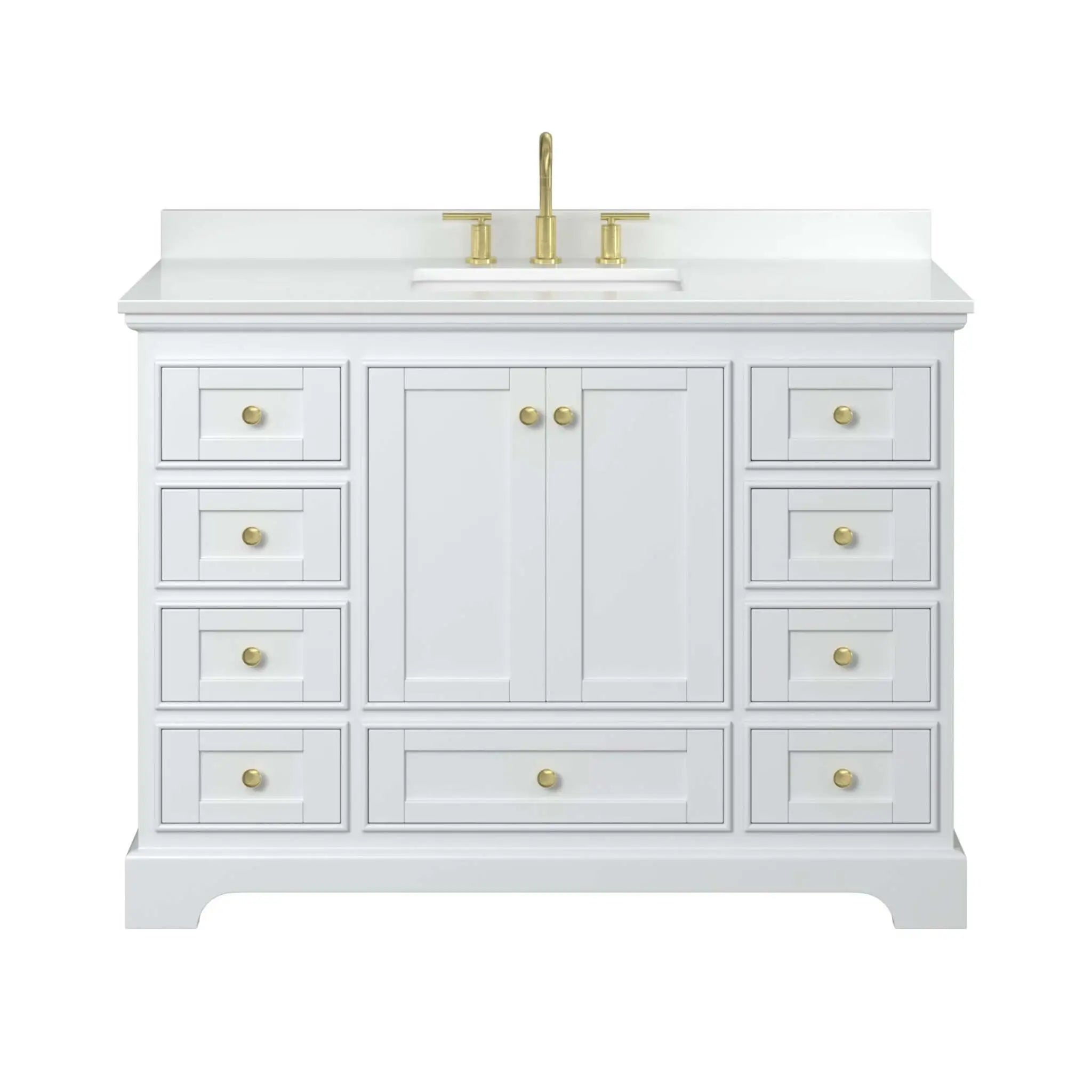 48" Deborah Single Bathroom Vanity in White with Brushed Gold Trim by Wyndham